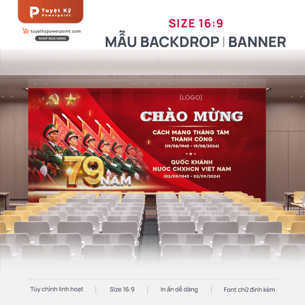 Combo 5 Mẫu Backdrop / Banner & Social Post Chào mừng 79 năm Cách mạng ...