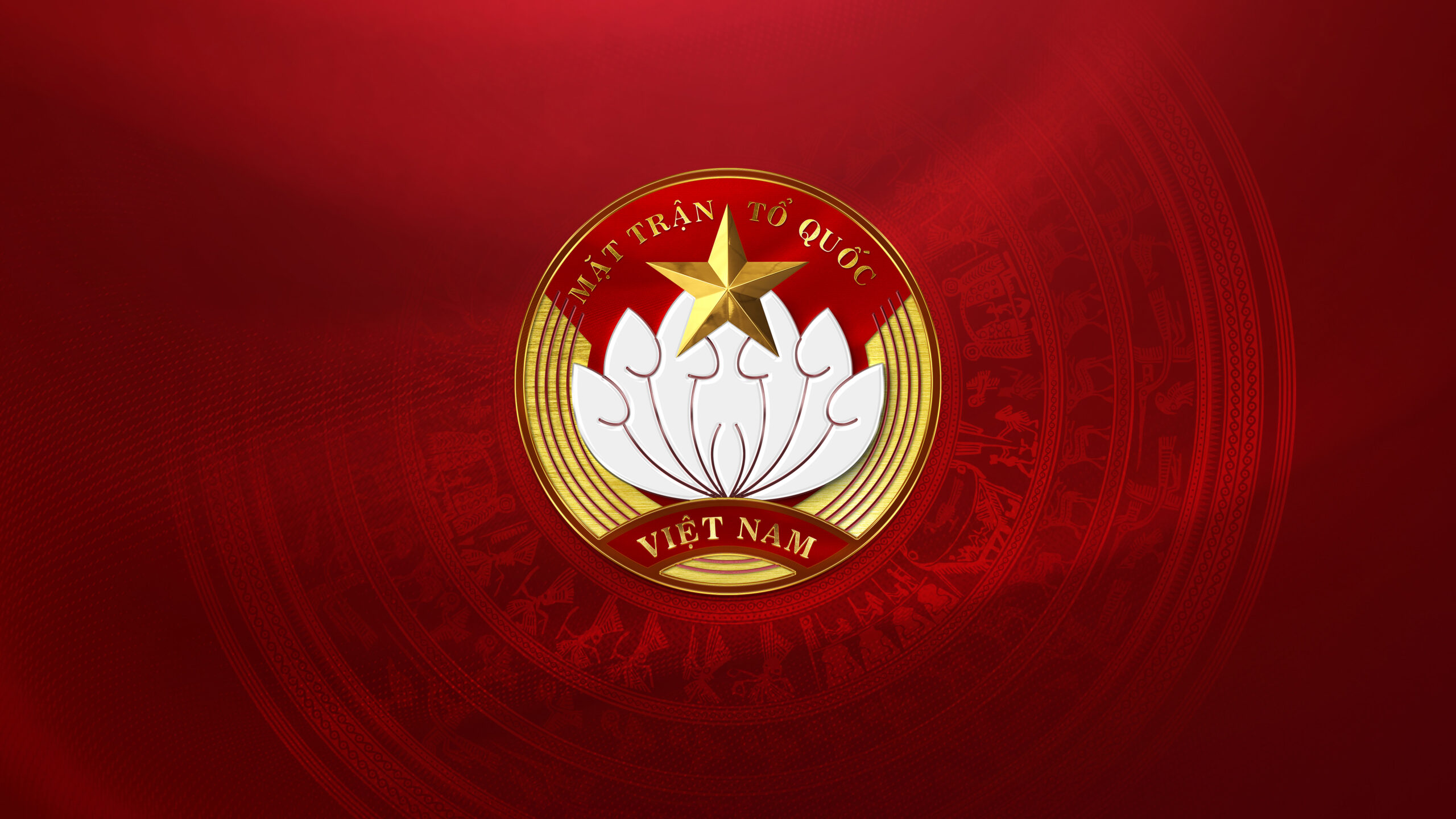 Hình nền biểu trưng Mặt Trận Tổ Quốc Việt Nam trên nền Trống Đồng | Tuyetkypowerpoint