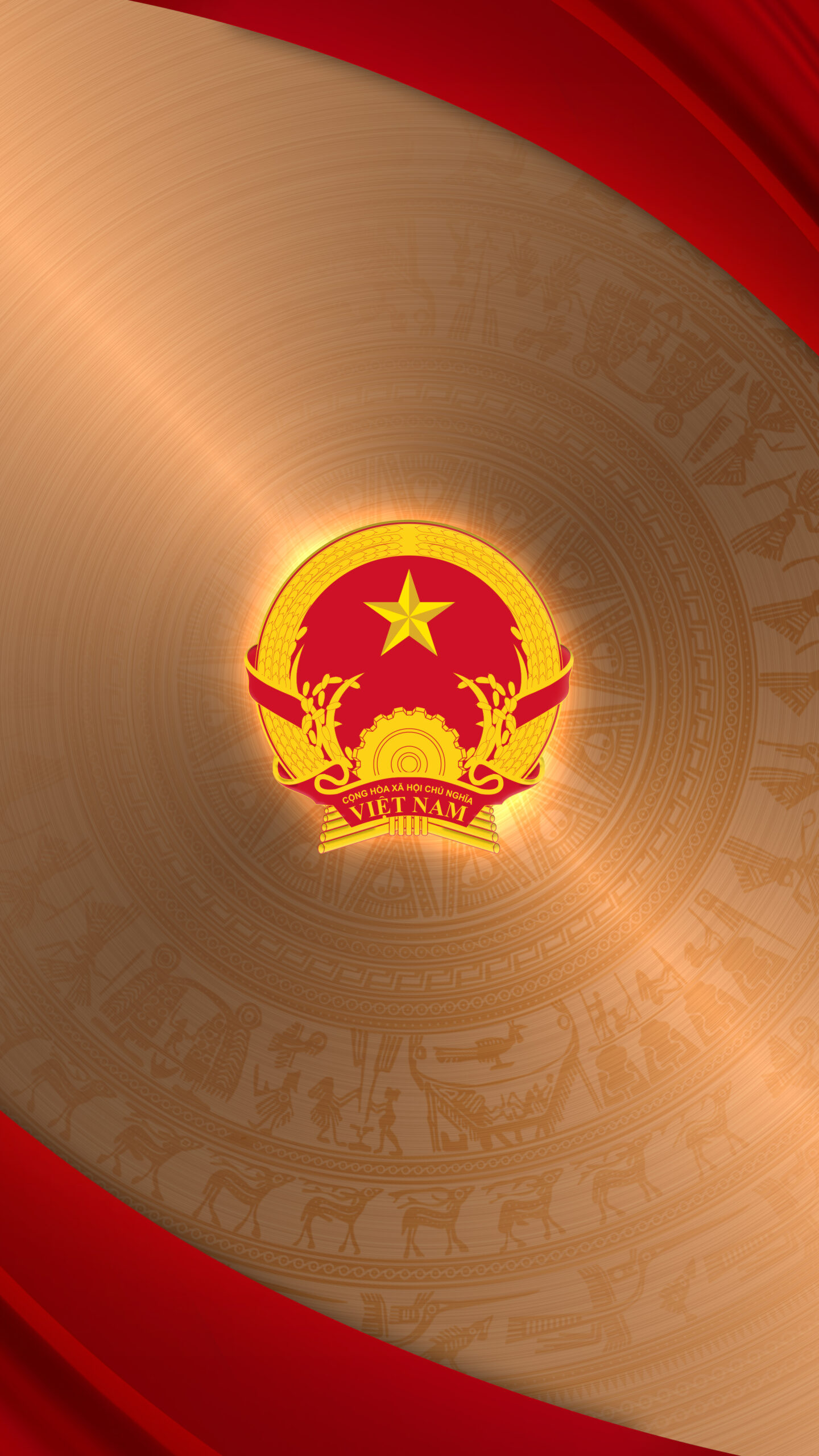 Hình nền Quốc Huy Việt Nam trên nền Trống Đồng | Tuyetkypowerpoint