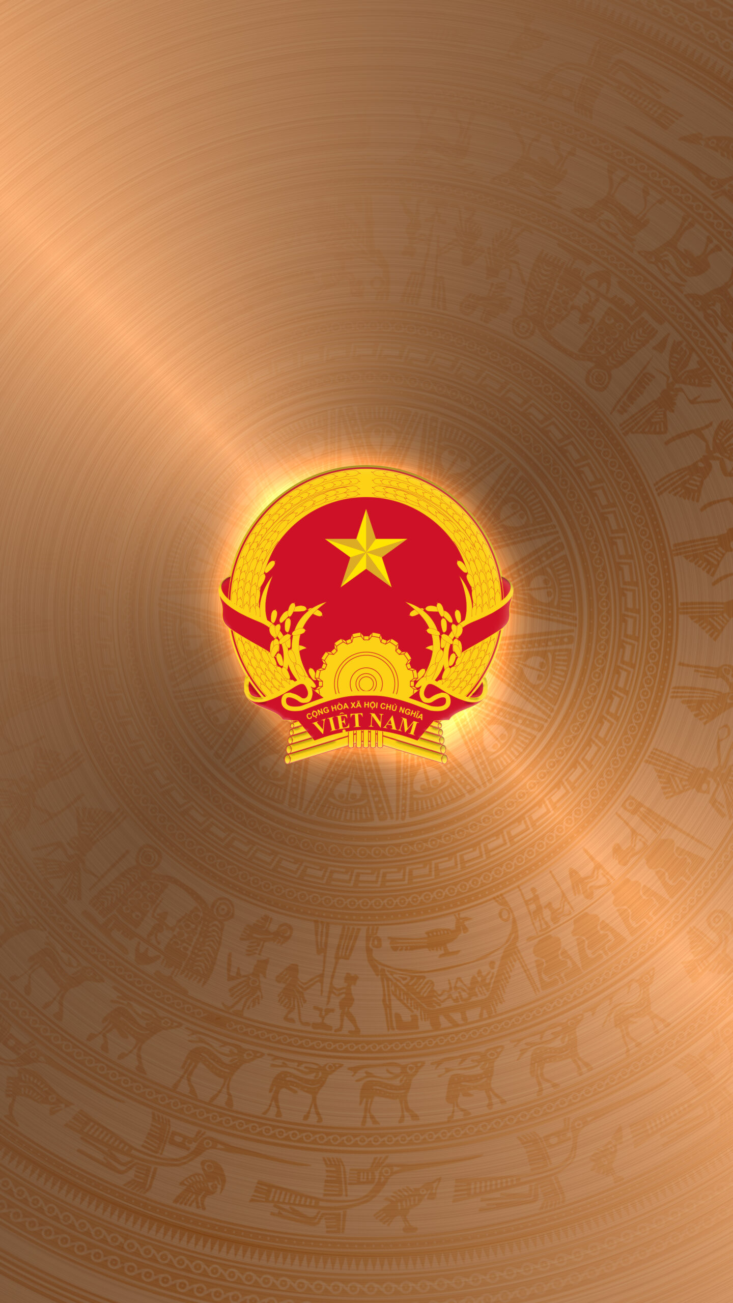 Hình nền Quốc Huy Việt Nam trên nền Trống Đồng | Tuyetkypowerpoint