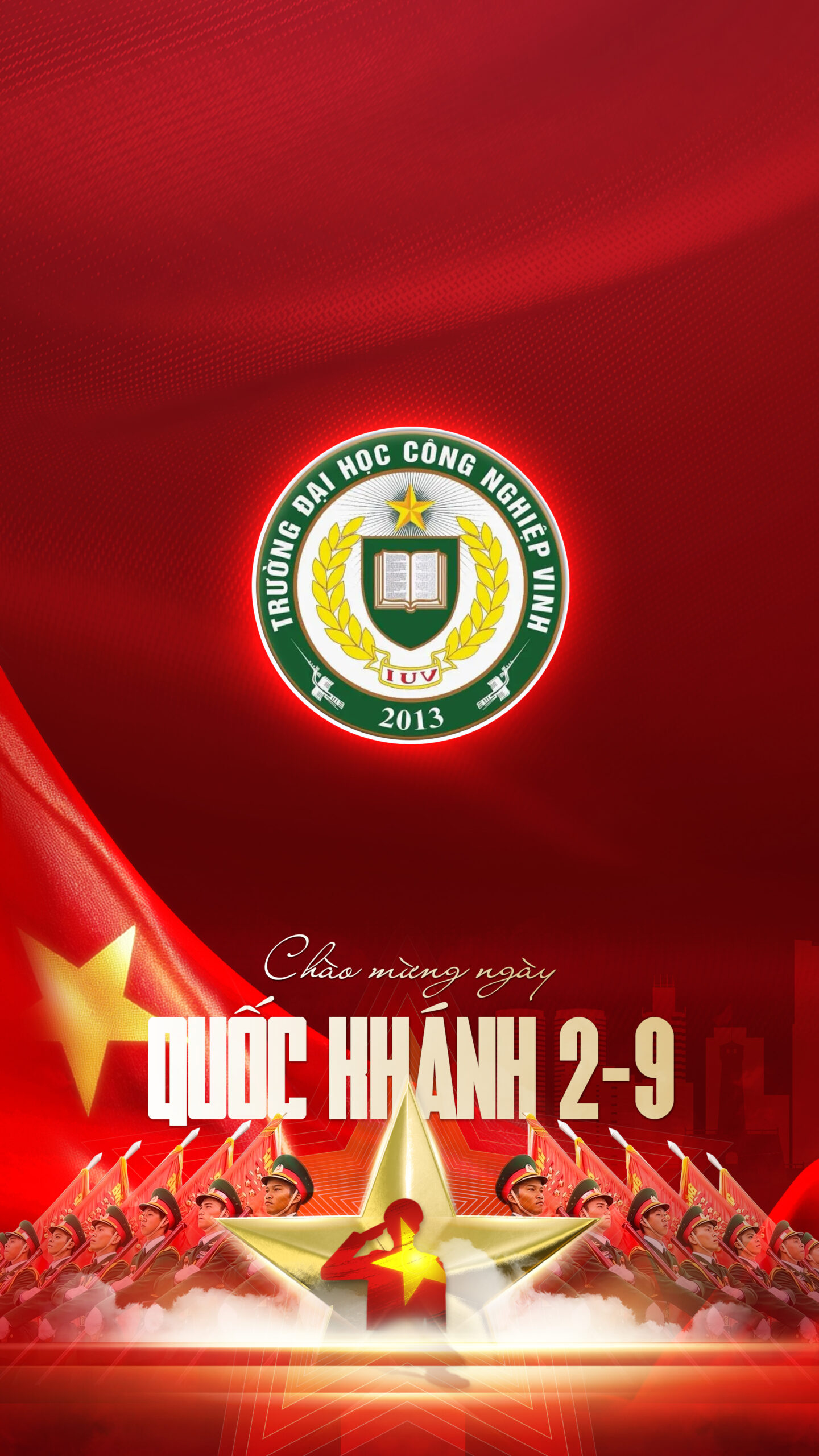 Hình nền Logo Trường Đại Học Công Nghiệp Vinh | Chào Mừng Quốc Khánh Việt Nam 2/9 | Tuyetkypowerpoint