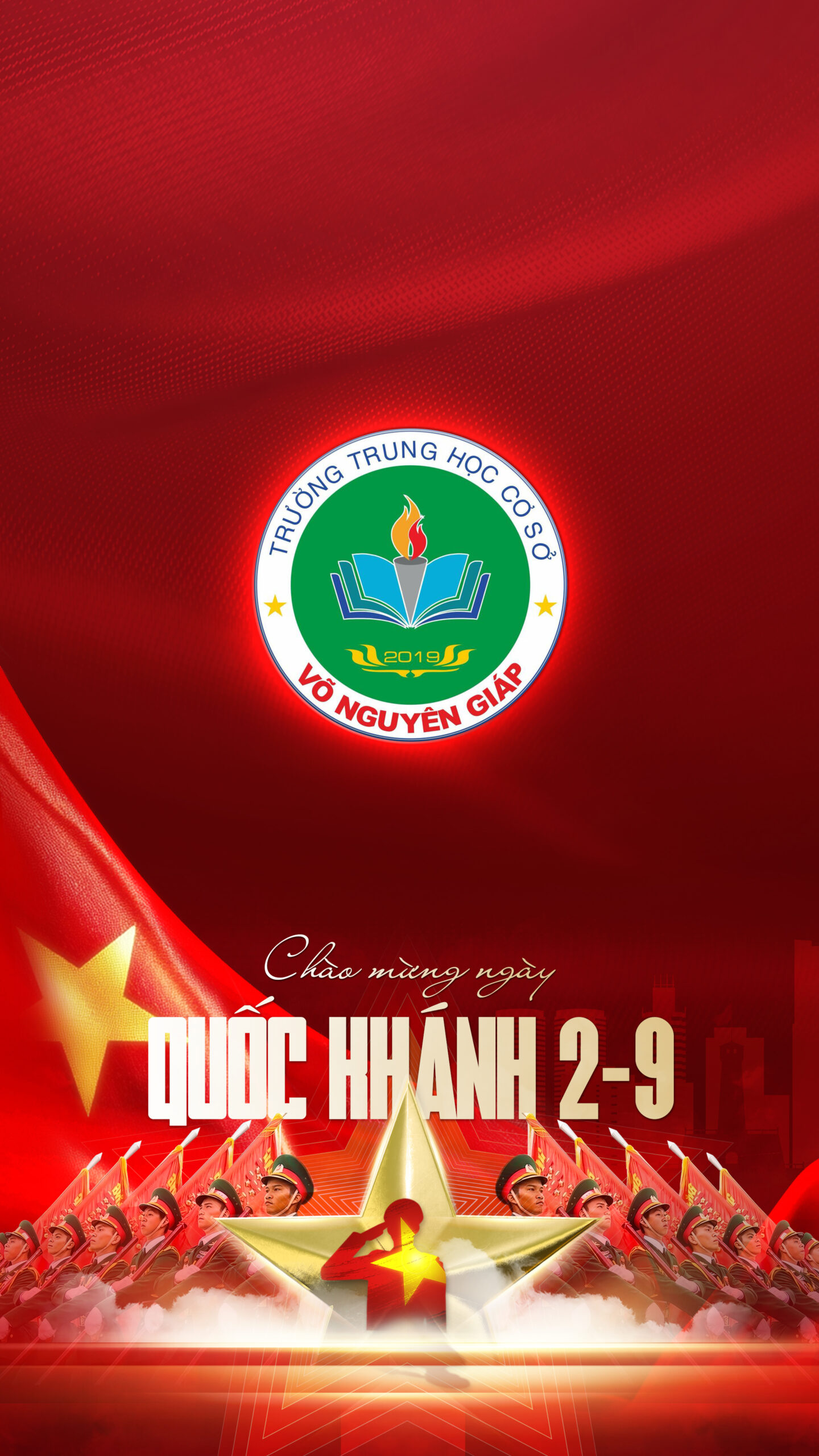 Hình nền Logo Trường THCS Võ Nguyên Giáp | Chào Mừng Quốc Khánh Việt Nam 2/9 | Tuyetkypowerpoint