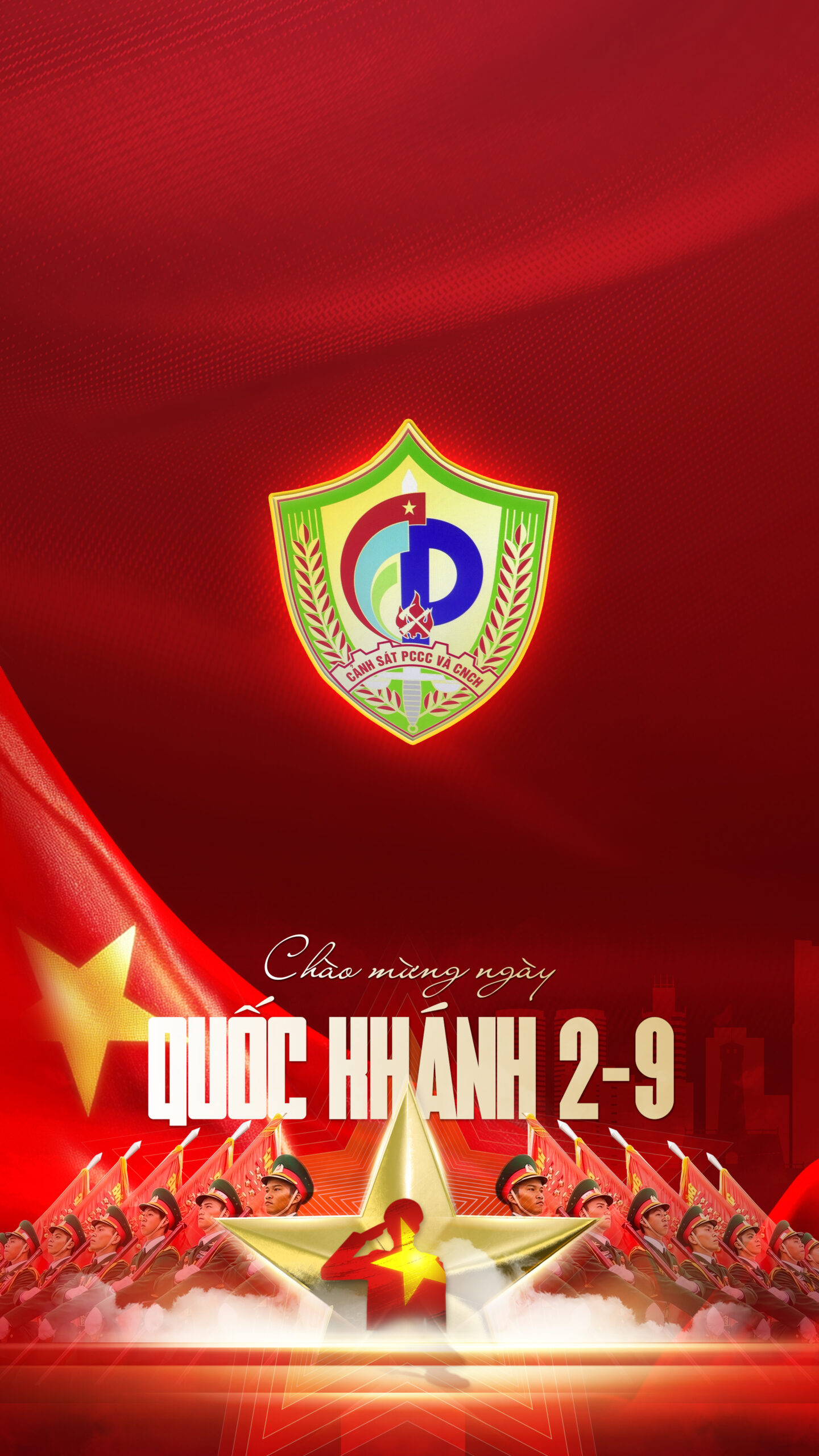 Hình nền Biểu trưng lực lượng Cảnh sát Phòng cháy, chữa cháy và cứu nạn, cứu hộ | Chào Mừng Quốc Khánh Việt Nam 2/9 | Tuyetkypowerpoint