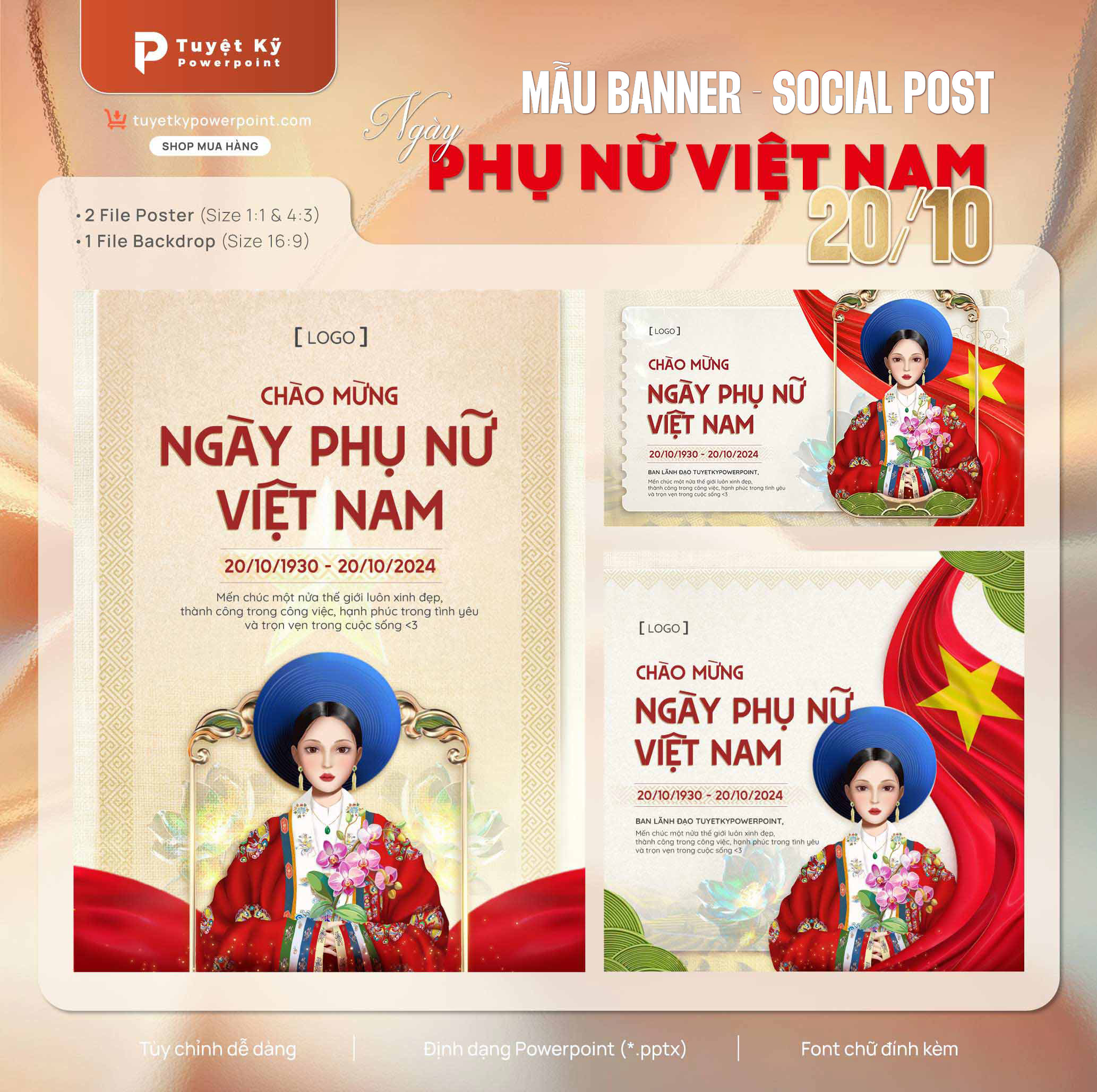 thumbnail combo banner social post chúc mừng ngày phụ nữ việt nam 20/10