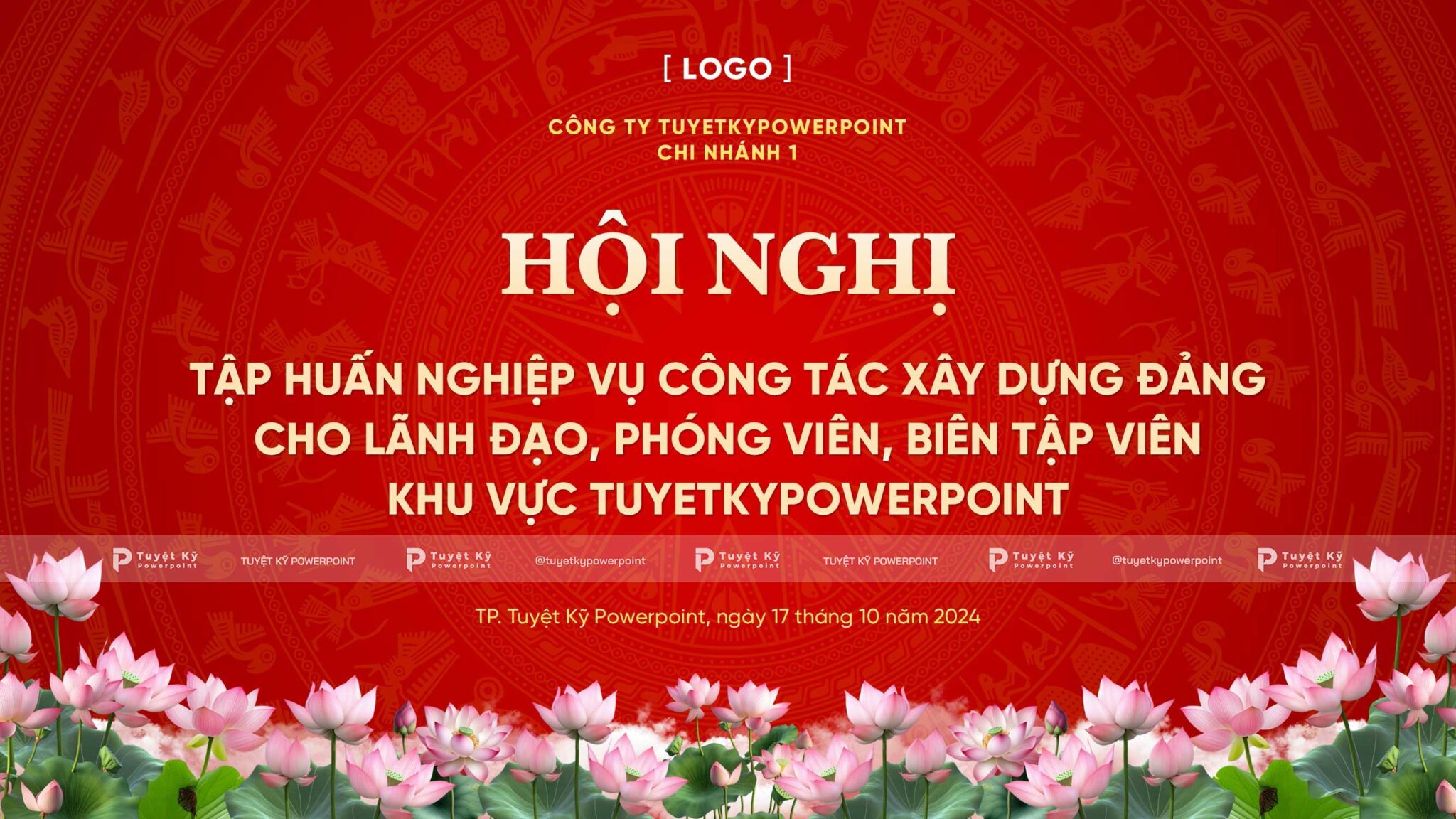 Mẫu Backdrop / Banner Hội Nghị Tập Huấn Trống Đồng Hoa Sen (Đỏ) | Tuyệt ...