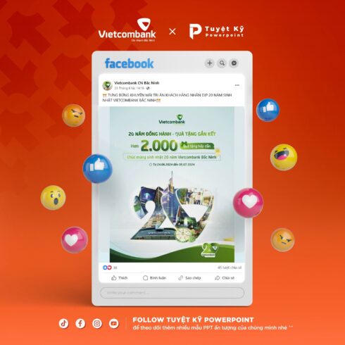 Social post 20 năm sinh nhật Vietcombank Bắc Ninh