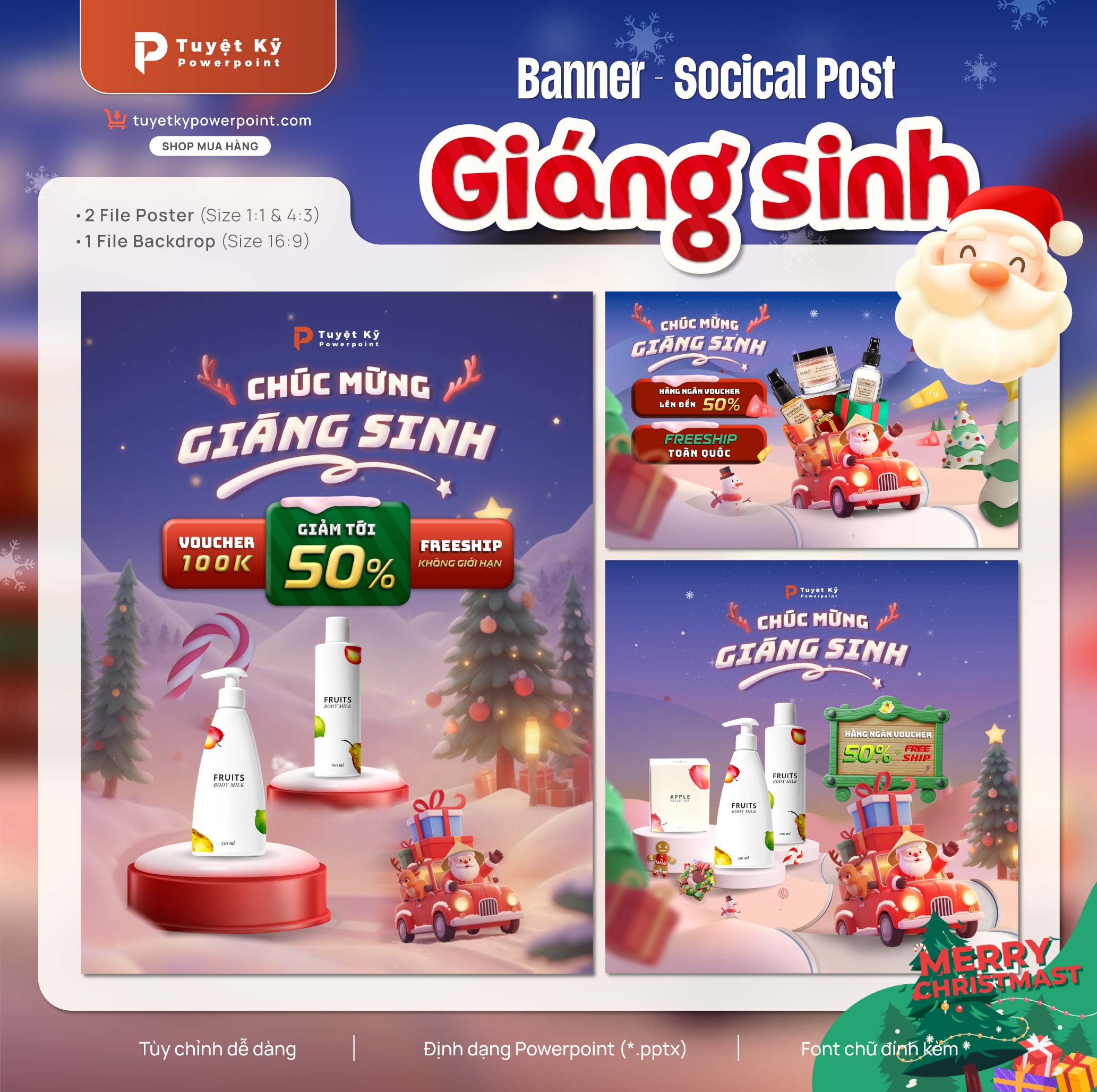 thumbnail banner & social post khuyến mãi giáng sinh