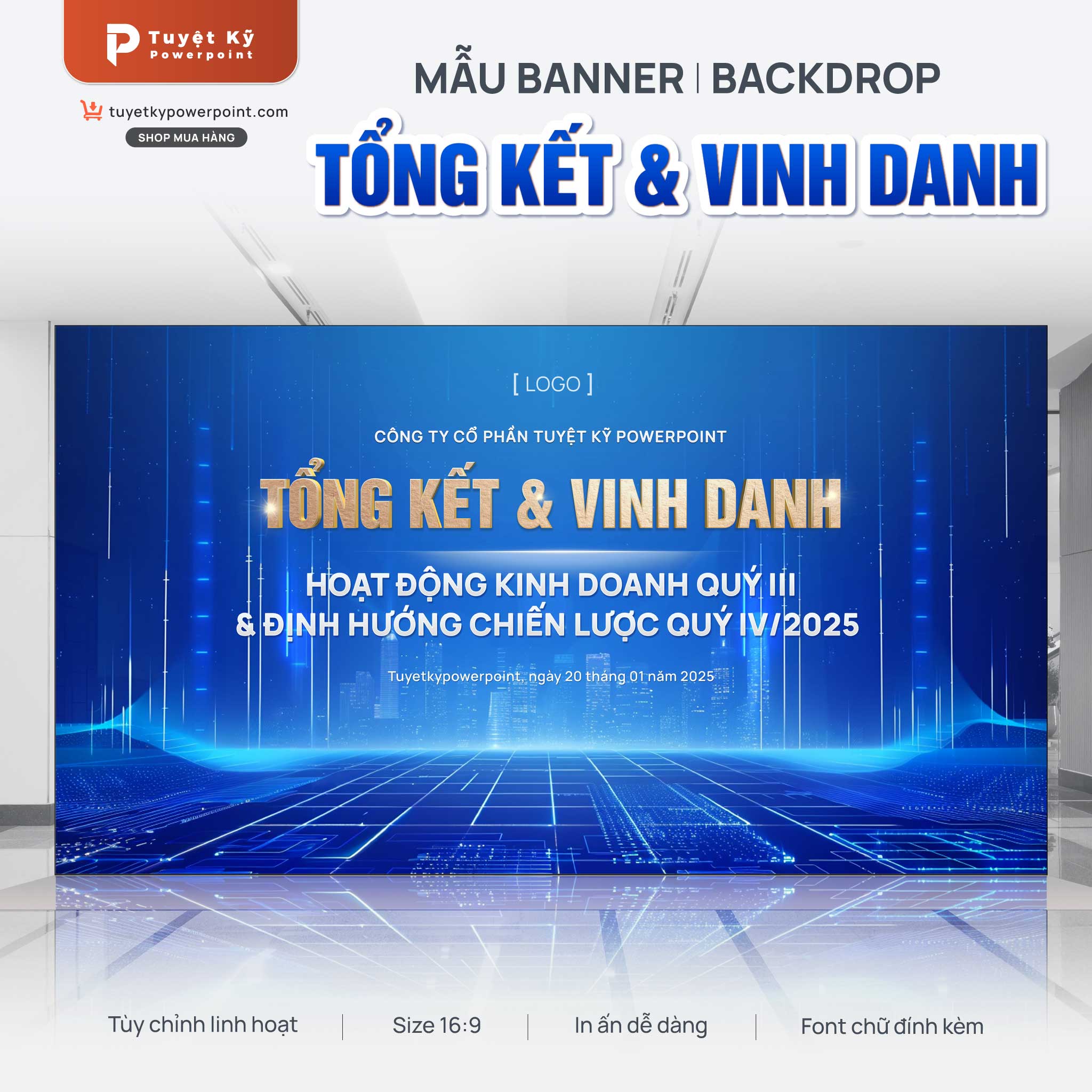 thumbnail backdrop/banner lễ tổng kết và vinh danh hoạt động kinh doanh và định hướng chiến lược