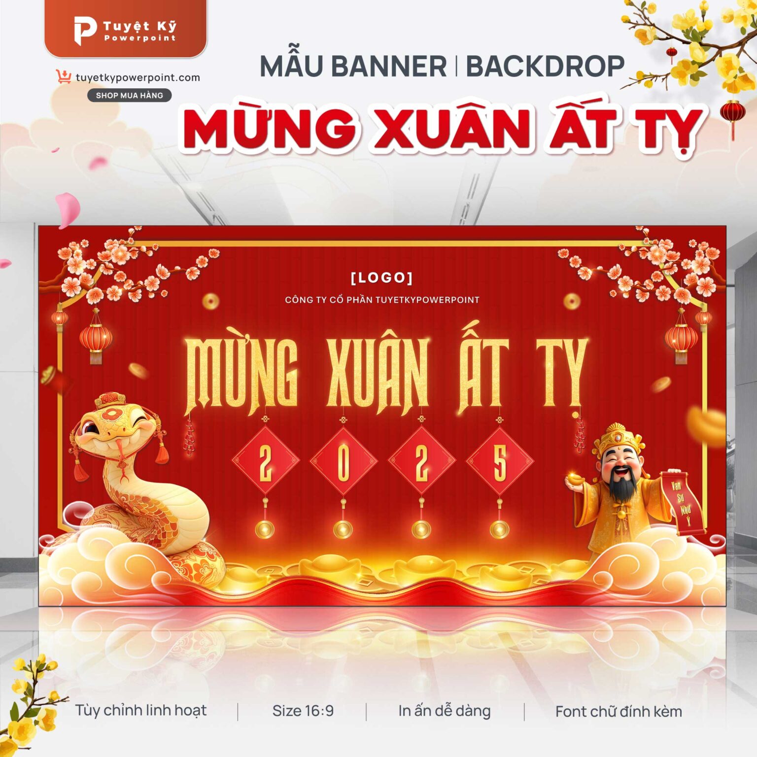Mẫu Backdrop/Banner Chúc Mừng Năm Mới – Xuân Bính Ngọ