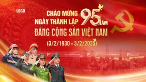 backdrop/banner chào mừng 95 năm ngày thành lập đảng cộng sản việt nam (3/2/1930 - 3/2/2025)