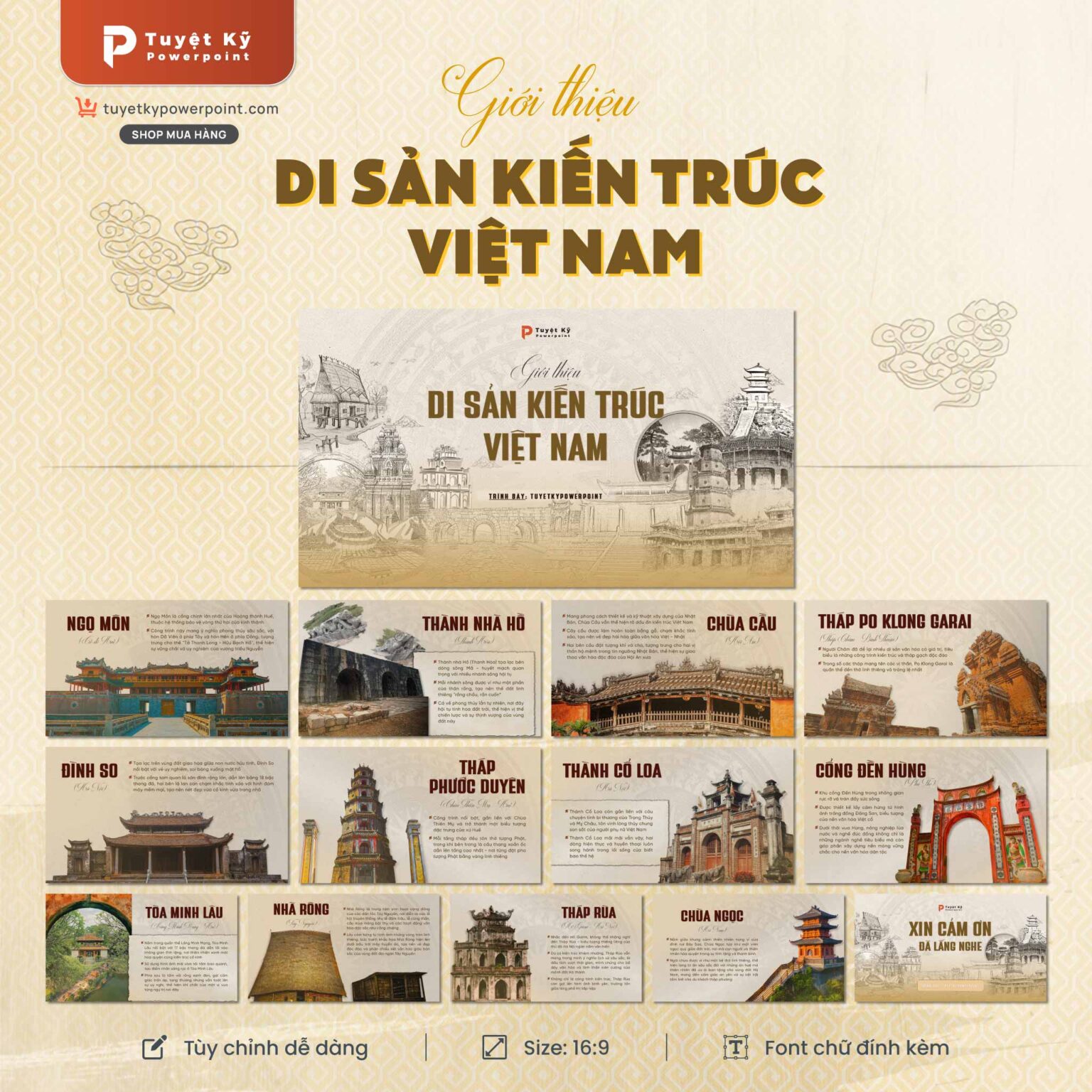 Mẫu slide Giới thiệu Di Sản Kiến Trúc Việt Nam | Tuyệt kỹ Powerpoint
