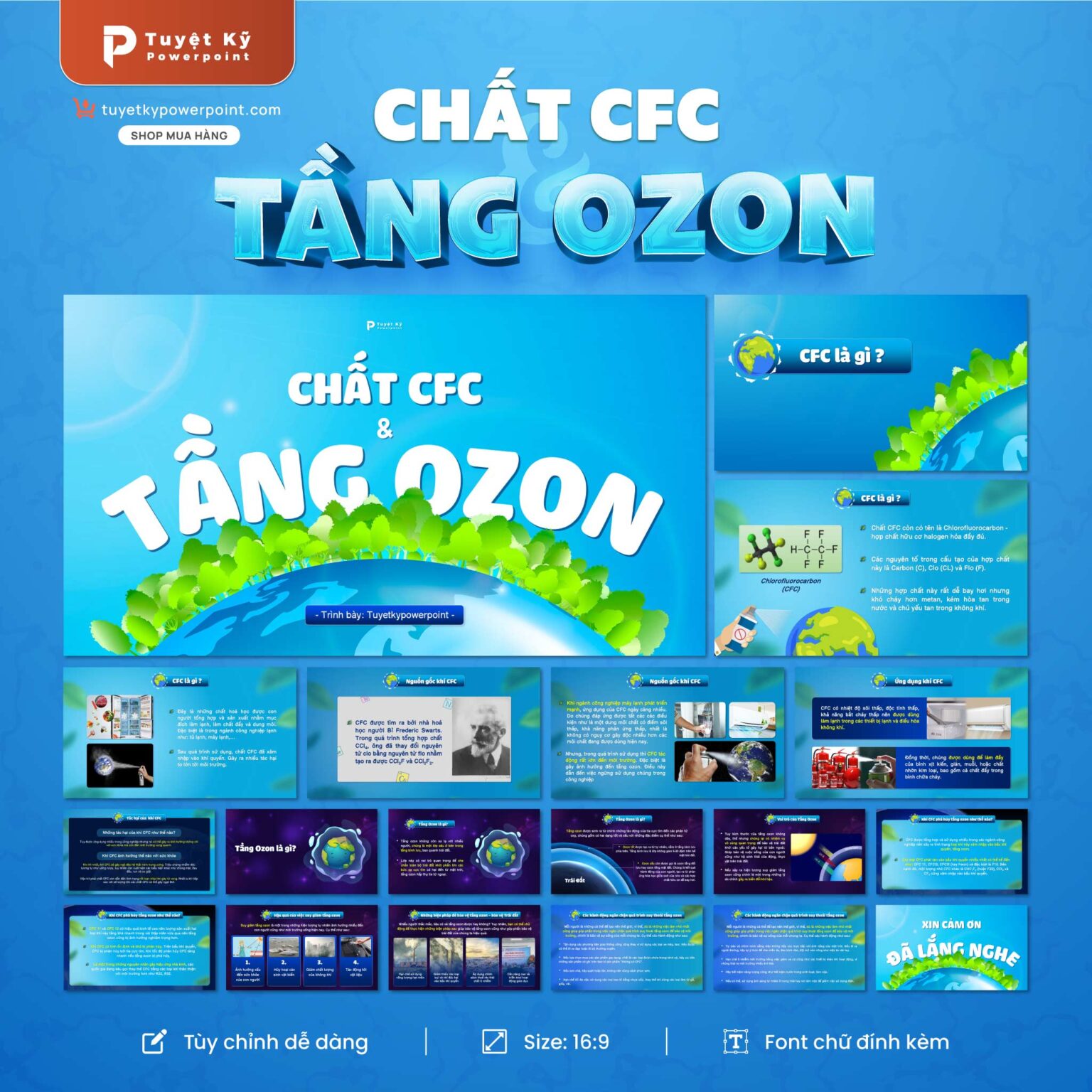 Mẫu Slide Chất CFC & Tầng Ozon | Tuyệt kỹ Powerpoint