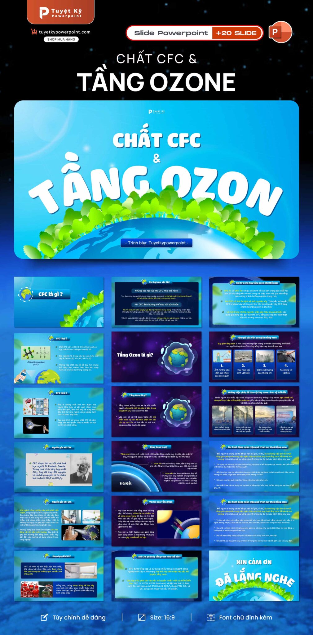 Mẫu Slide Chất CFC & Tầng Ozon | Tuyệt kỹ Powerpoint