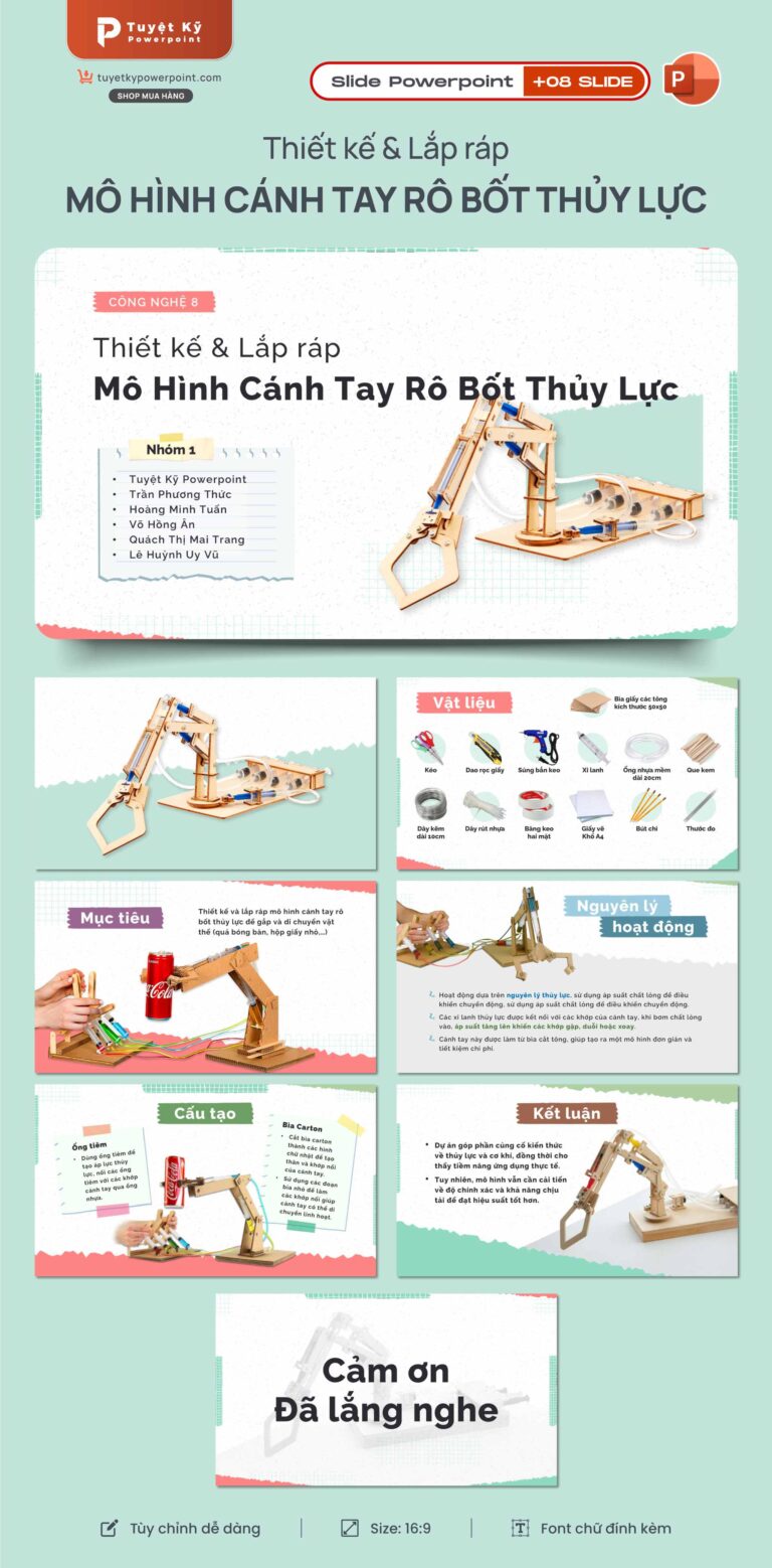 Mẫu Slide Công nghệ: Thiết kế & Lắp ráp Mô Hình Cánh Tay Rô Bốt Thủy ...