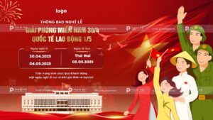 poster banner thông báo nghĩ lễ giải phóng miền nam và quốc tế lao động