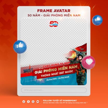 frame avatar chào mừng 50 năm ngày giải phóng miền nam thống nhất đất nước