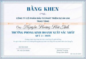 mẫu bằng khen công ty