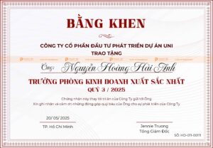 mẫu bằng khen doanh nghiệp