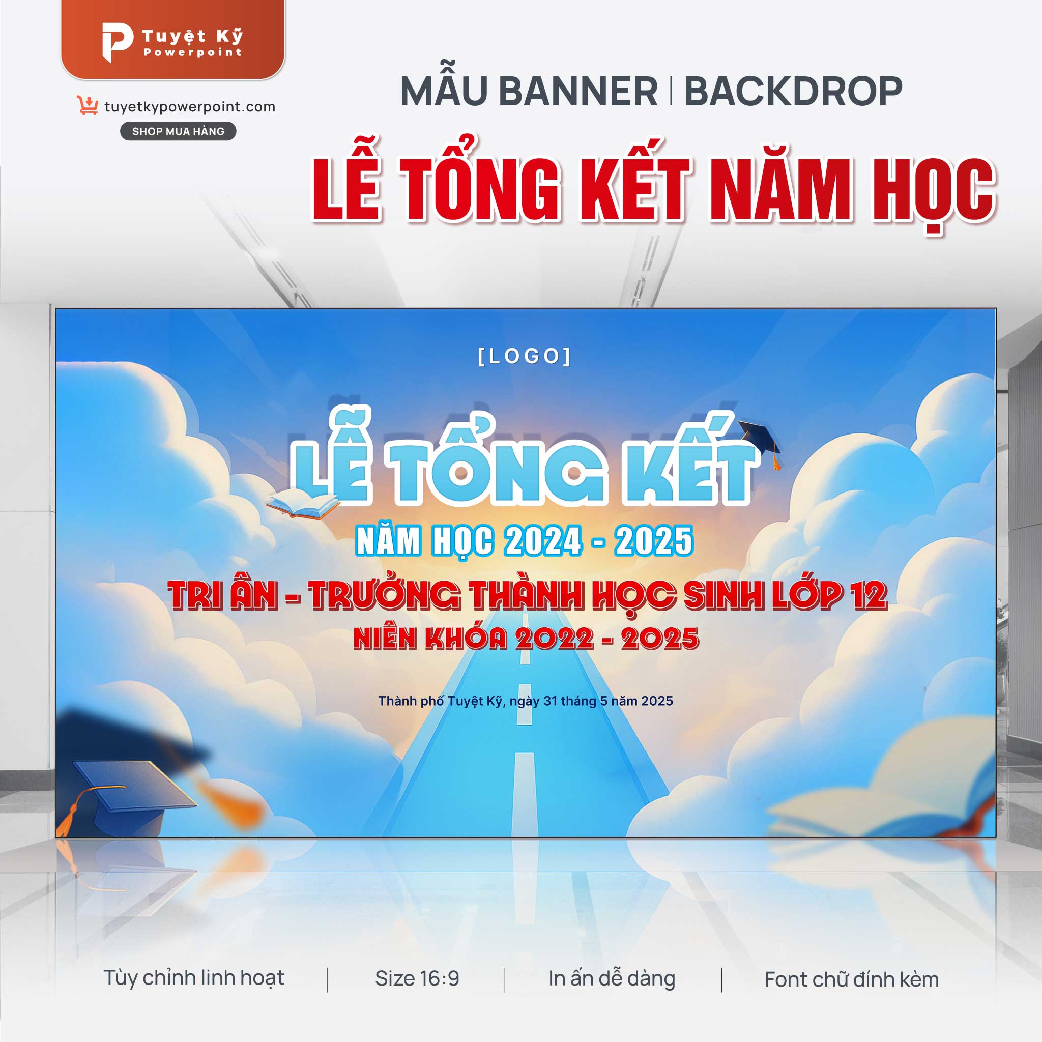 thumbnail backdrop banner lễ tổng kết và tri ân trưởng thành học sinh lớp 12
