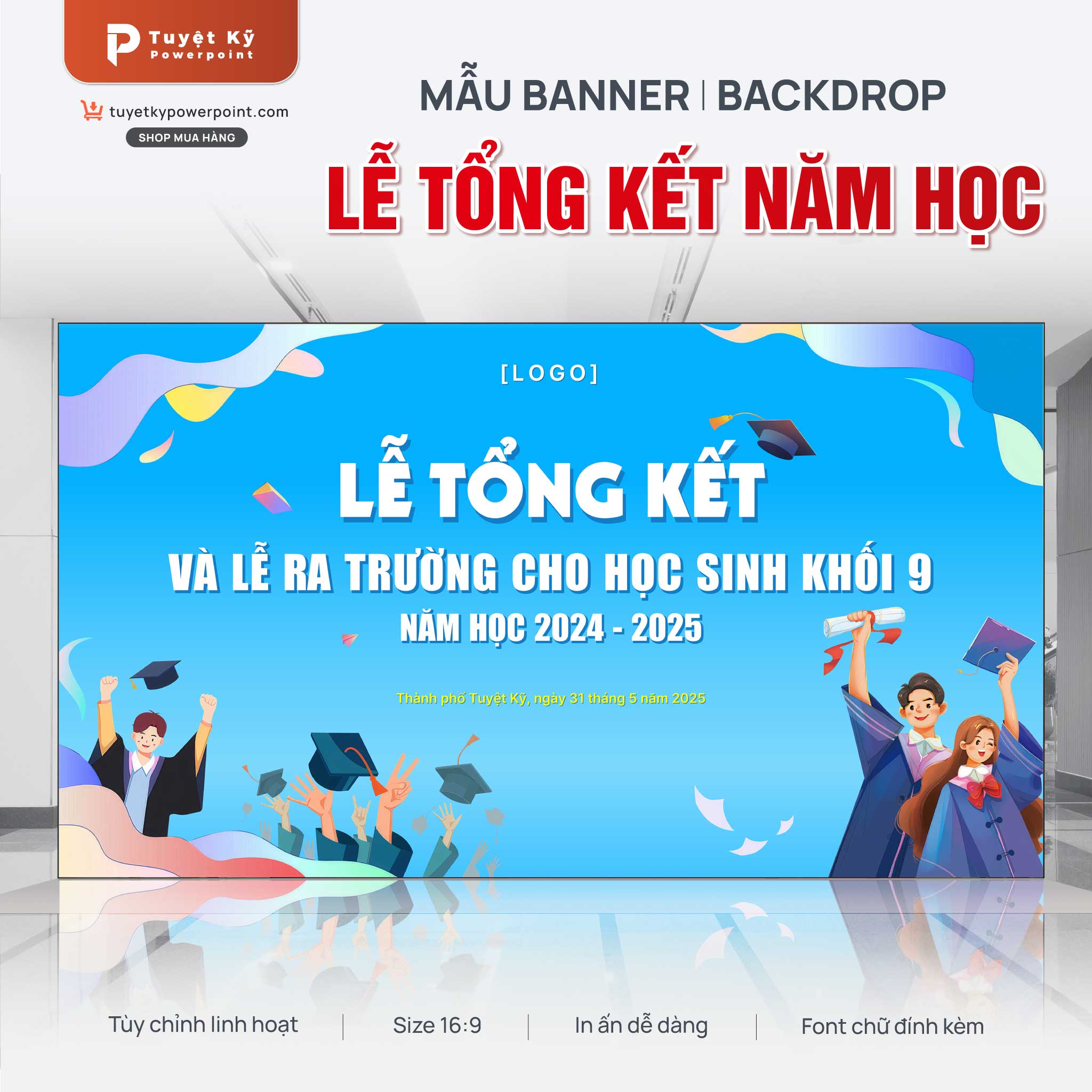thumbnail backdrop banner lễ tổng kết và lễ ra trường cho học sinh khối 9