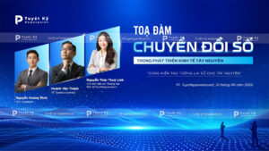 mẫu backdrop/banner tọa đàm chuyển đổi số trong phát triển kinh tế tây nguyên