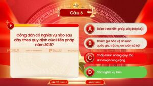 concept câu hỏi bên trái đáp án bên phải quiz game đố vui hội thi tìm hiểu kiến thức pháp luật