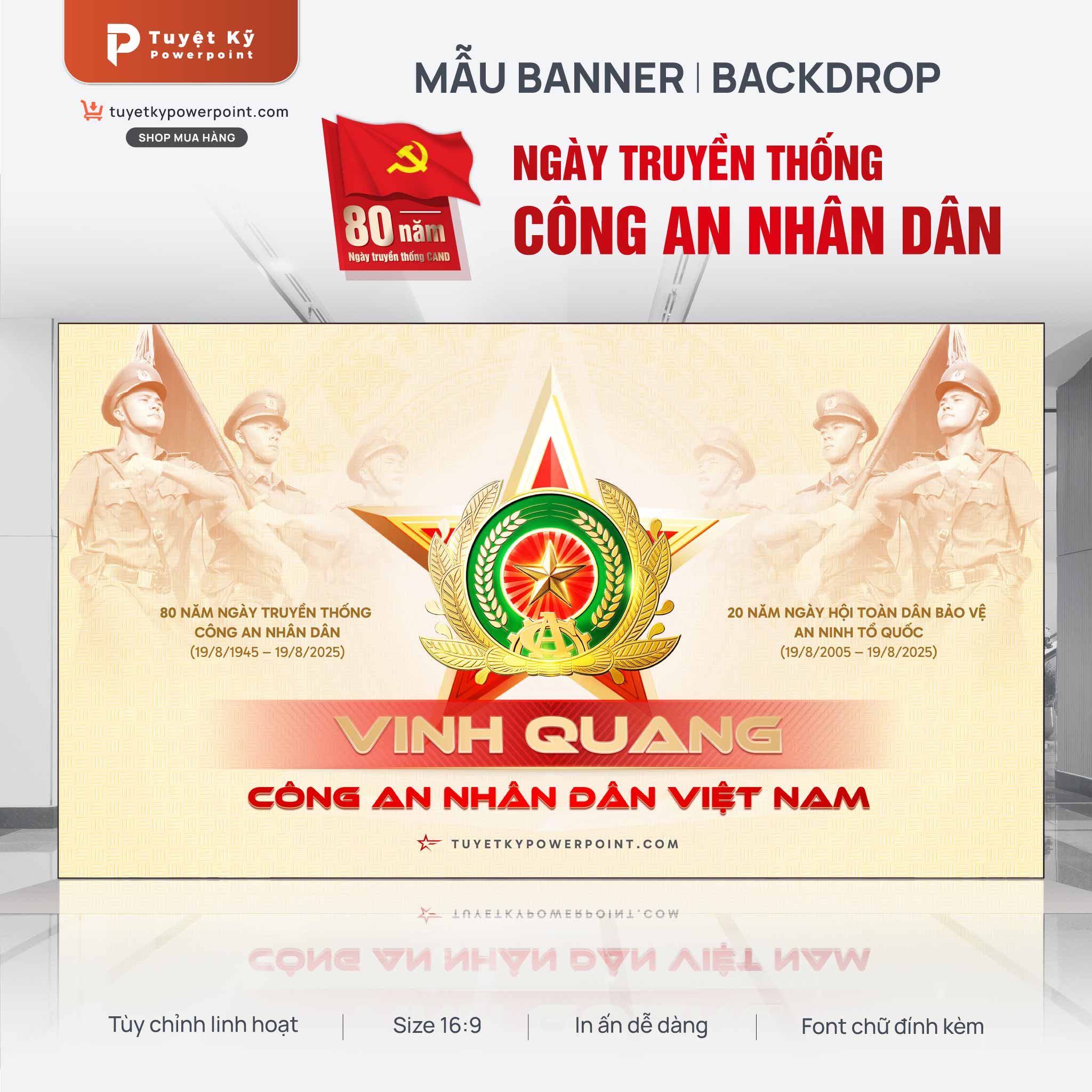 Mẫu Backdrop/Banner Ngày truyền thống Công An Nhân Dân Việt Nam