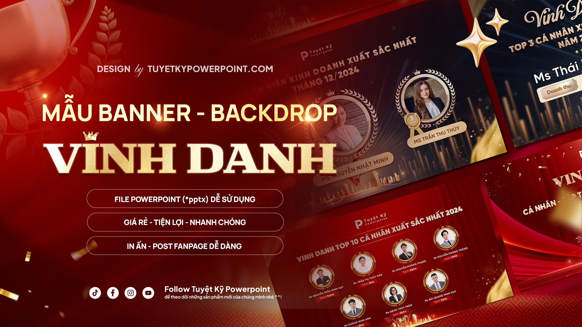 Mẫu Slide/Banner/Poster Vinh Danh | Thiết Kế Tôn Vinh Cá Nhân, Tập Thể, Dự Án Xuất Sắc