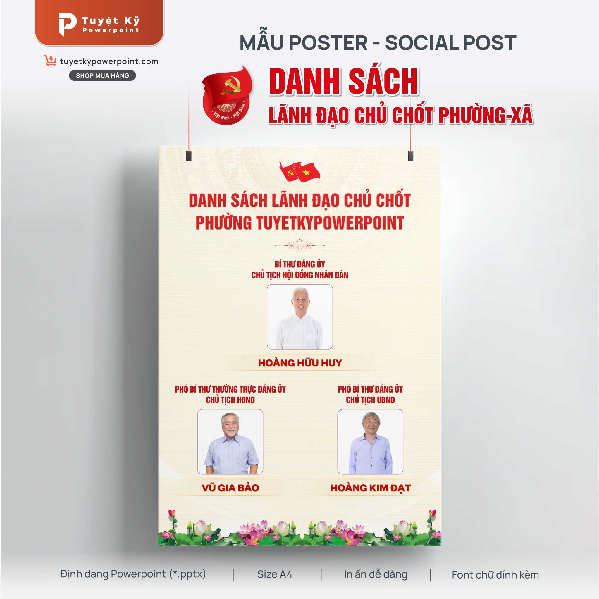 Thumbnail poster social post danh sách lãnh đạo phường xã