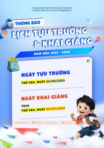 poster social post thông báo lịch tựu trường và khai giảng