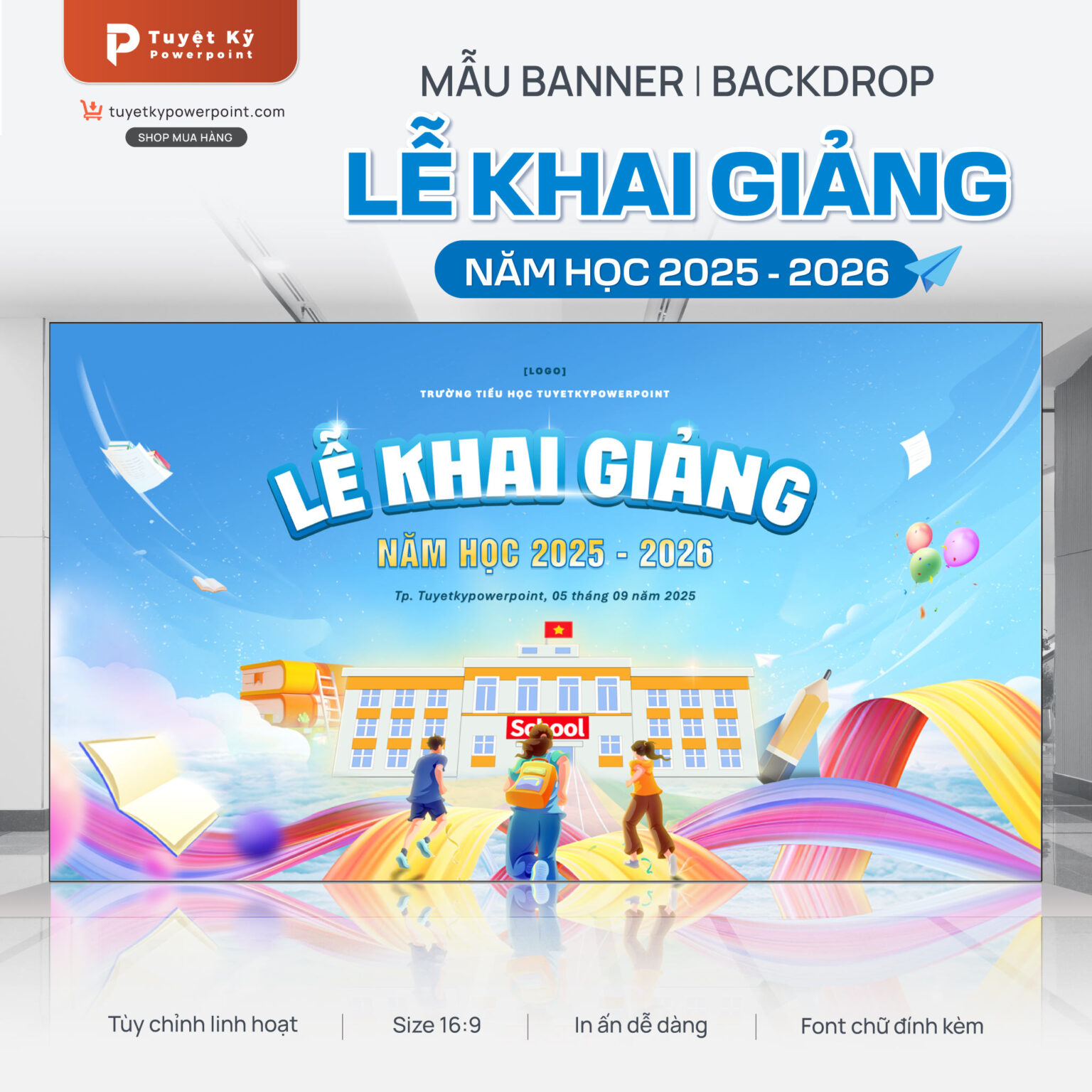 Mẫu Backdrop/Banner Khai giảng năm học mới 2025 – 2026