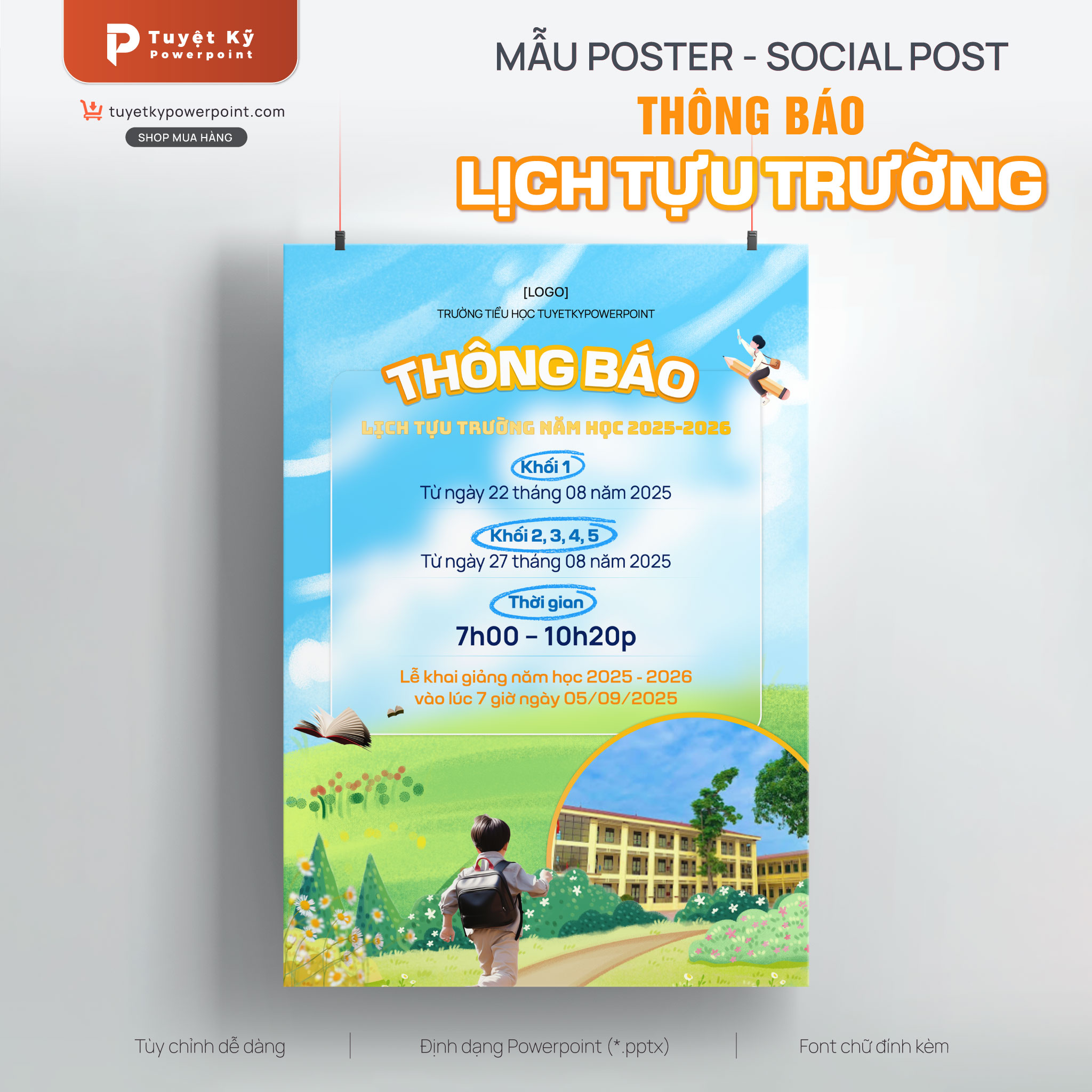 thumbnail poster social post thông báo tựu trường