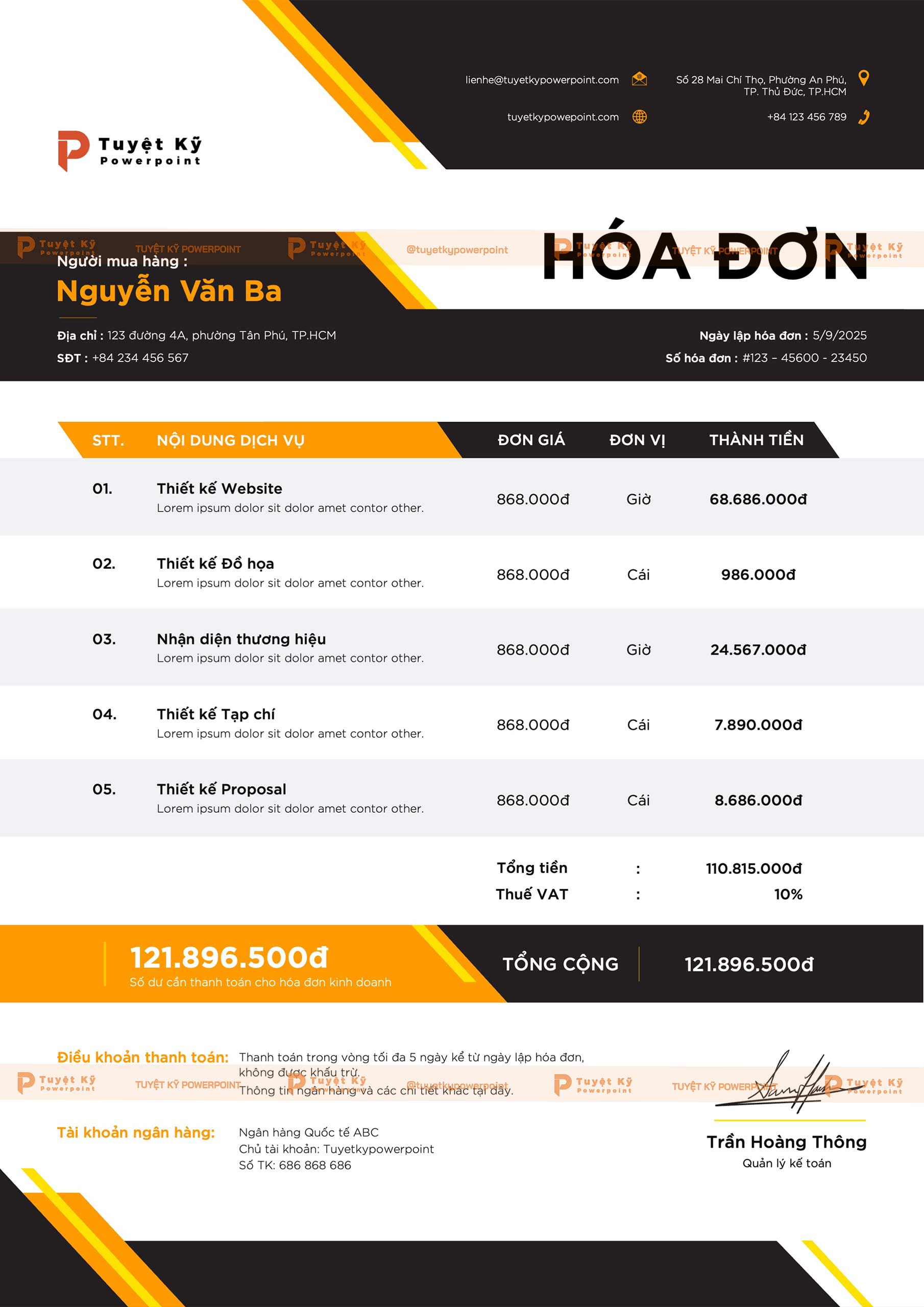 hóa đơn bán hàng