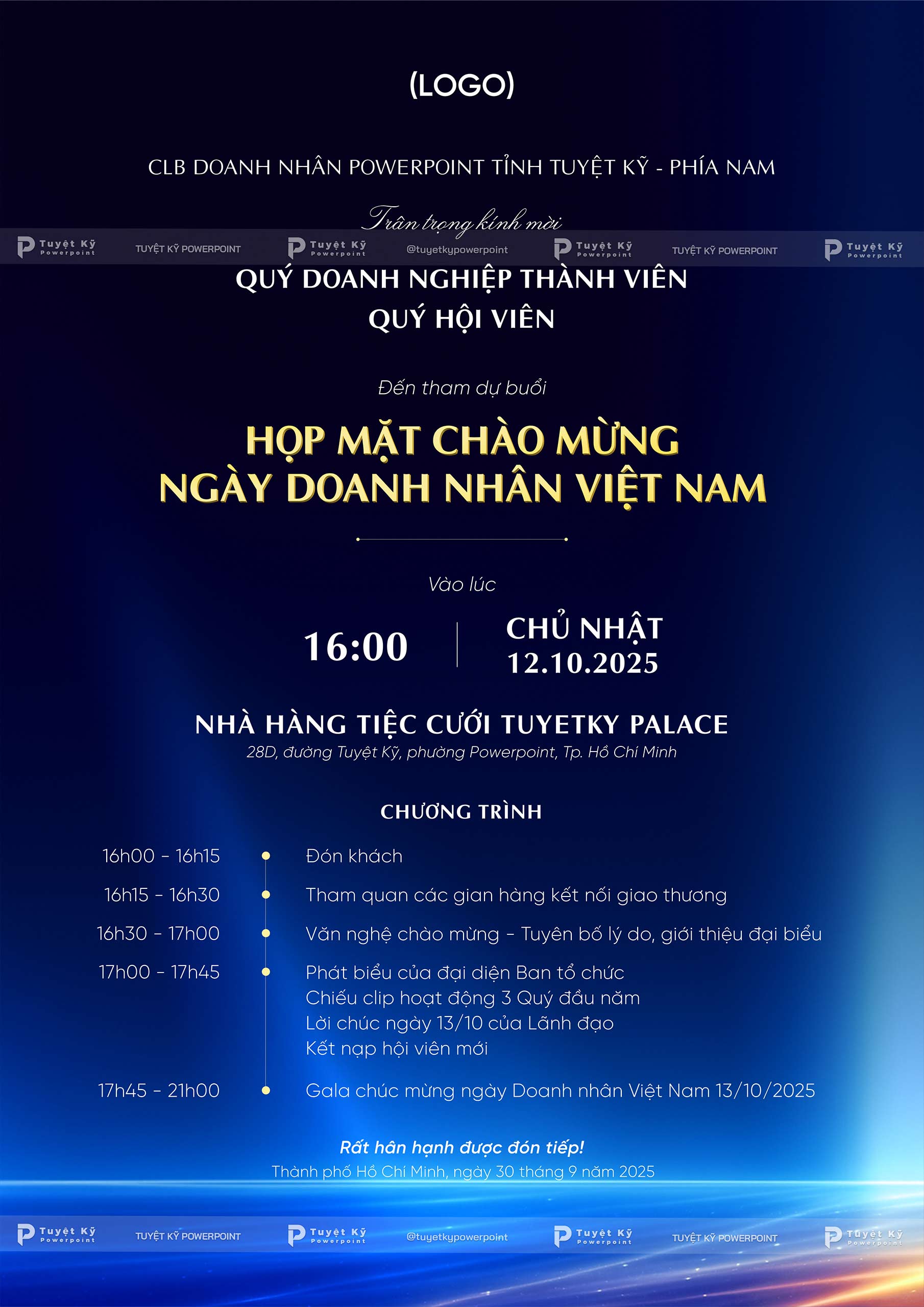 mẫu thiệp mời sự kiện màu xanh