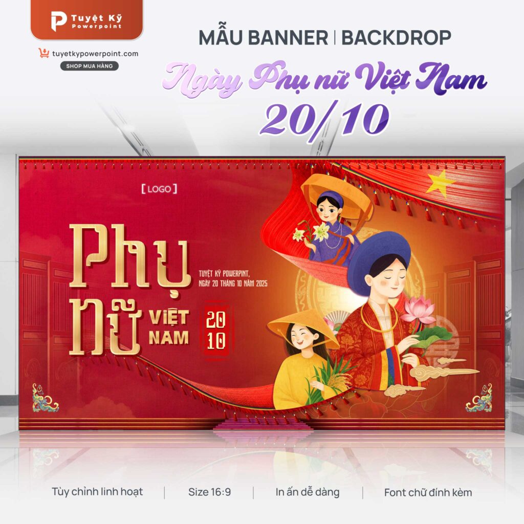 Backdrop/Banner Ngày Phụ nữ Việt Nam 20/10 [Ver Truyền Thống]