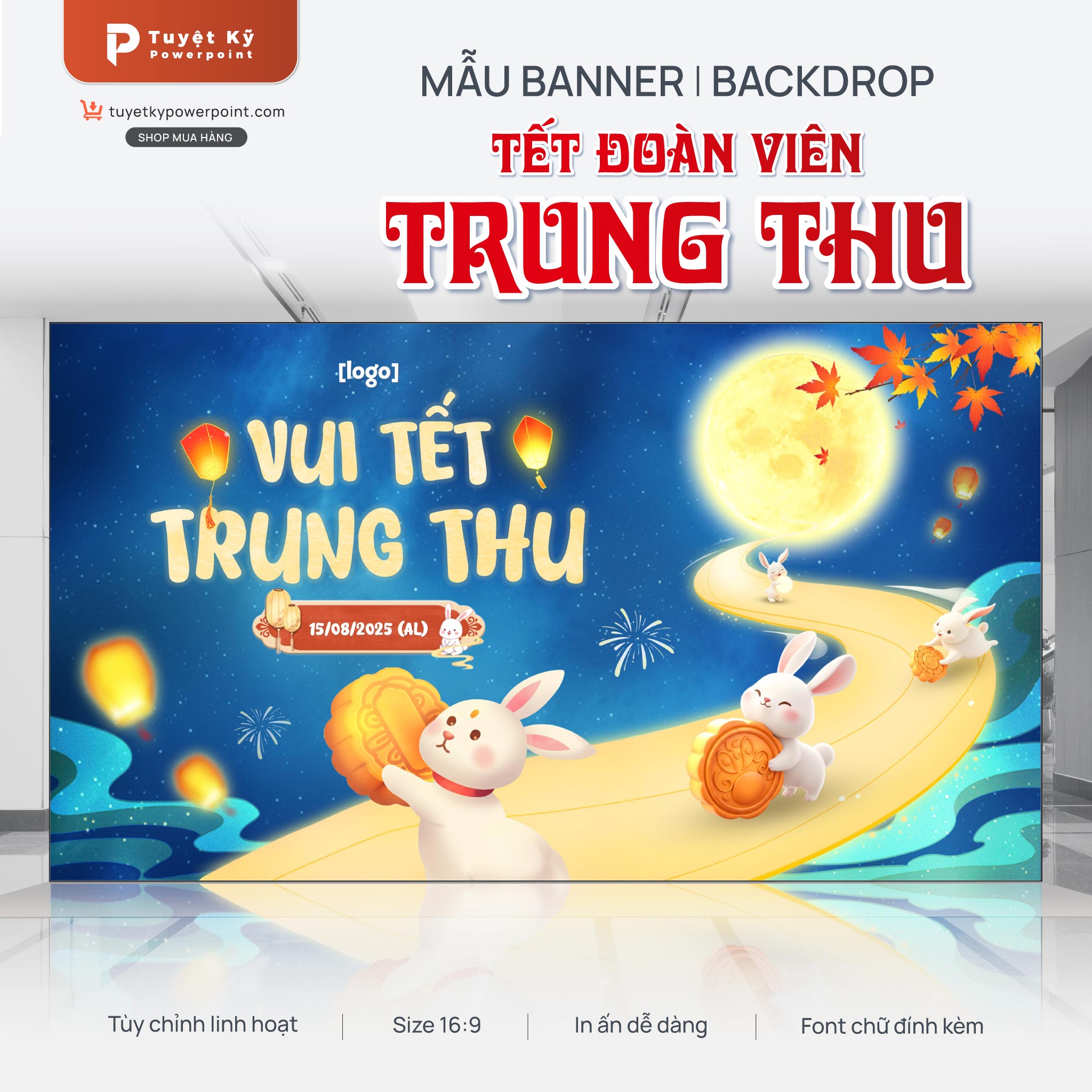 backdrop banner trung thu thỏ ngọc