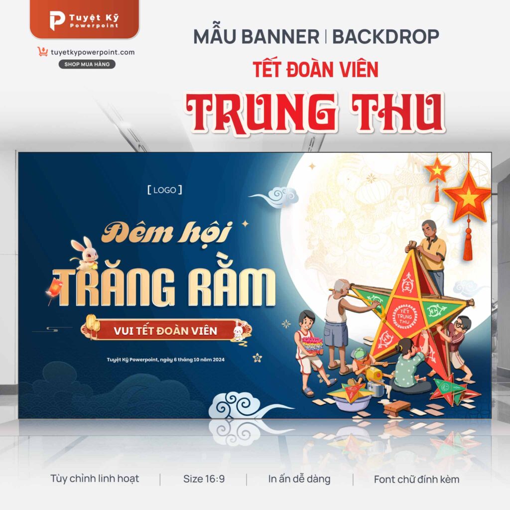 Mẫu Backdrop/Banner Trung Thu – Đêm hội Trăng Rằm