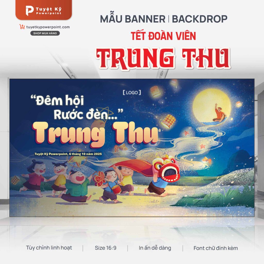 Mẫu Backdrop/Banner Trung Thu Đêm hội rước đèn