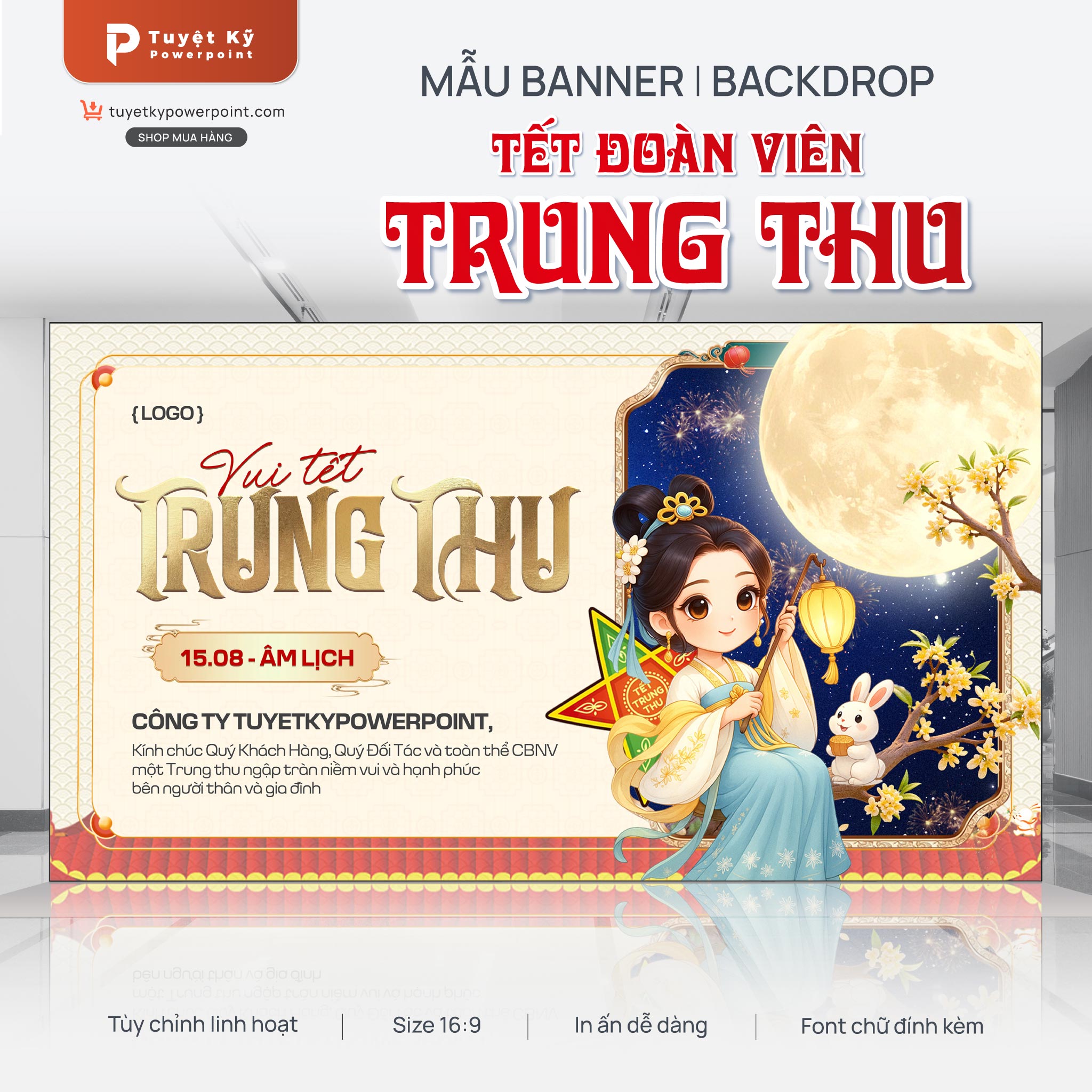 backdrop banner trung thu vui tết đoàn viên