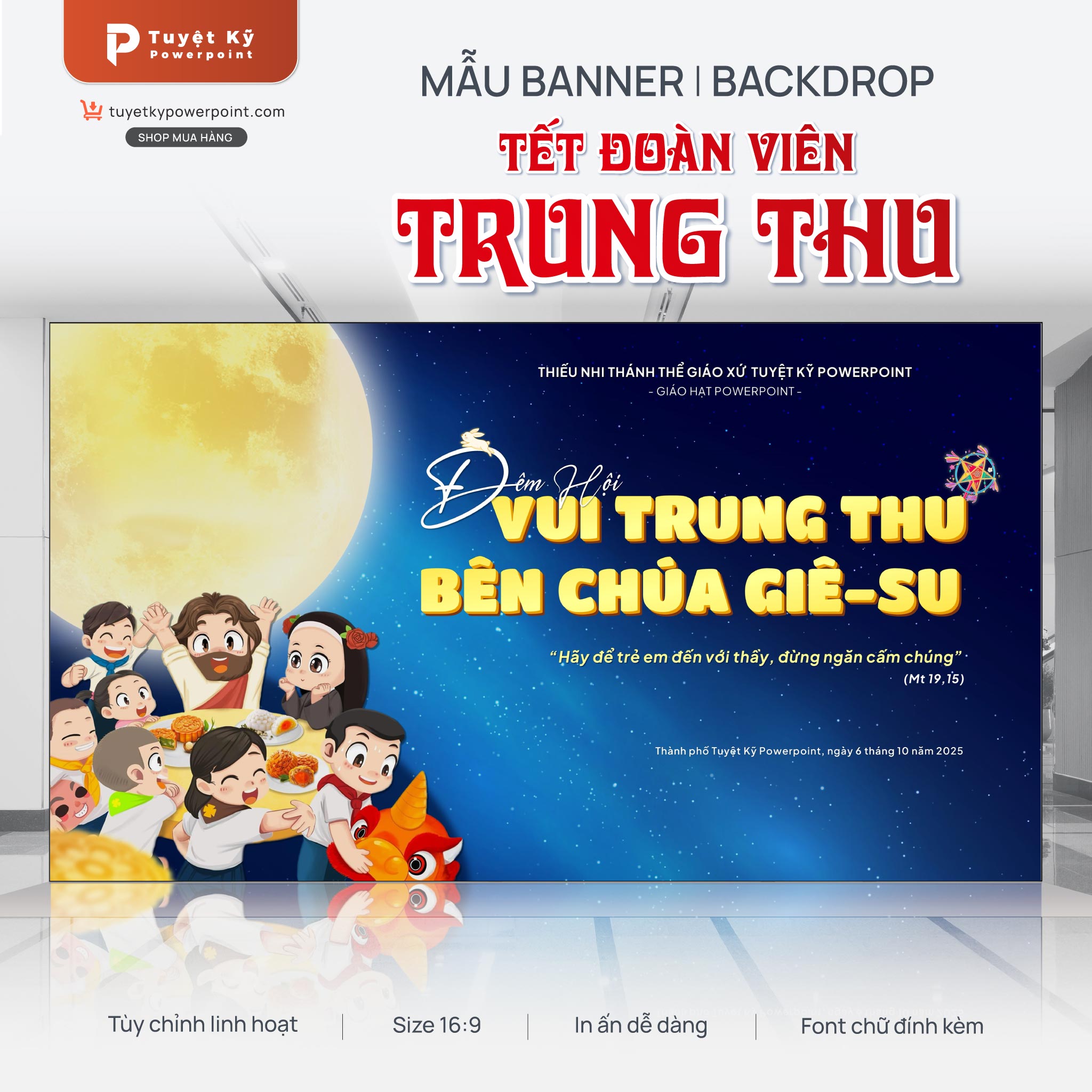 backdrop banner vui trung thu bên chúa giê su
