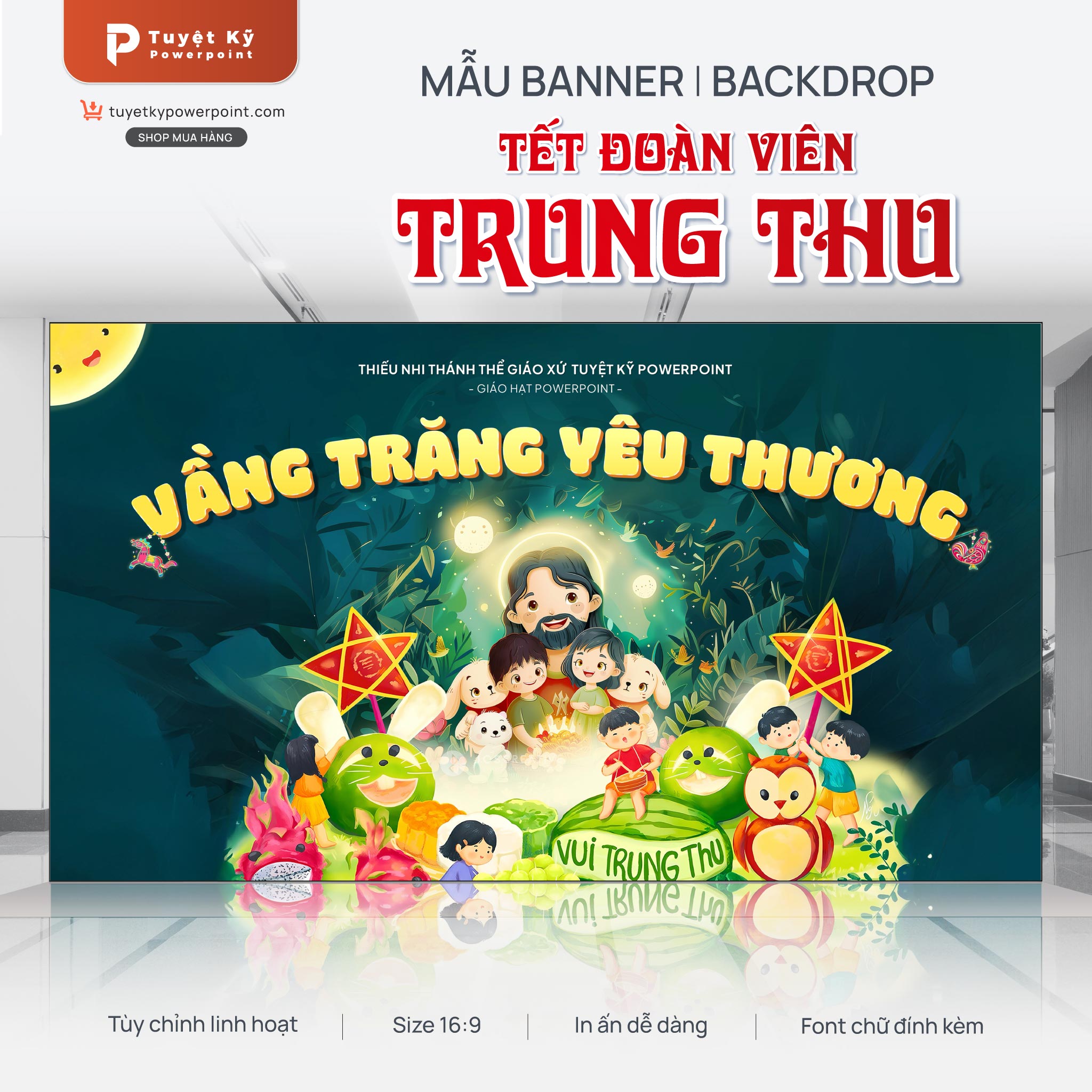 backdrop banner trung thu vầng trăng yêu thương