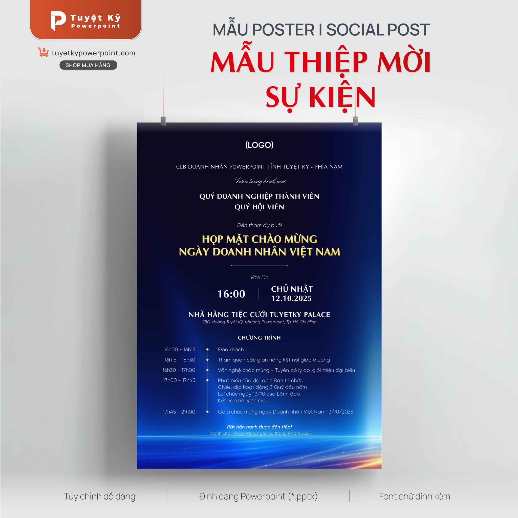 thumbnail mẫu thiệp mời sự kiện doanh nhân / doanh nghiệp màu xanh