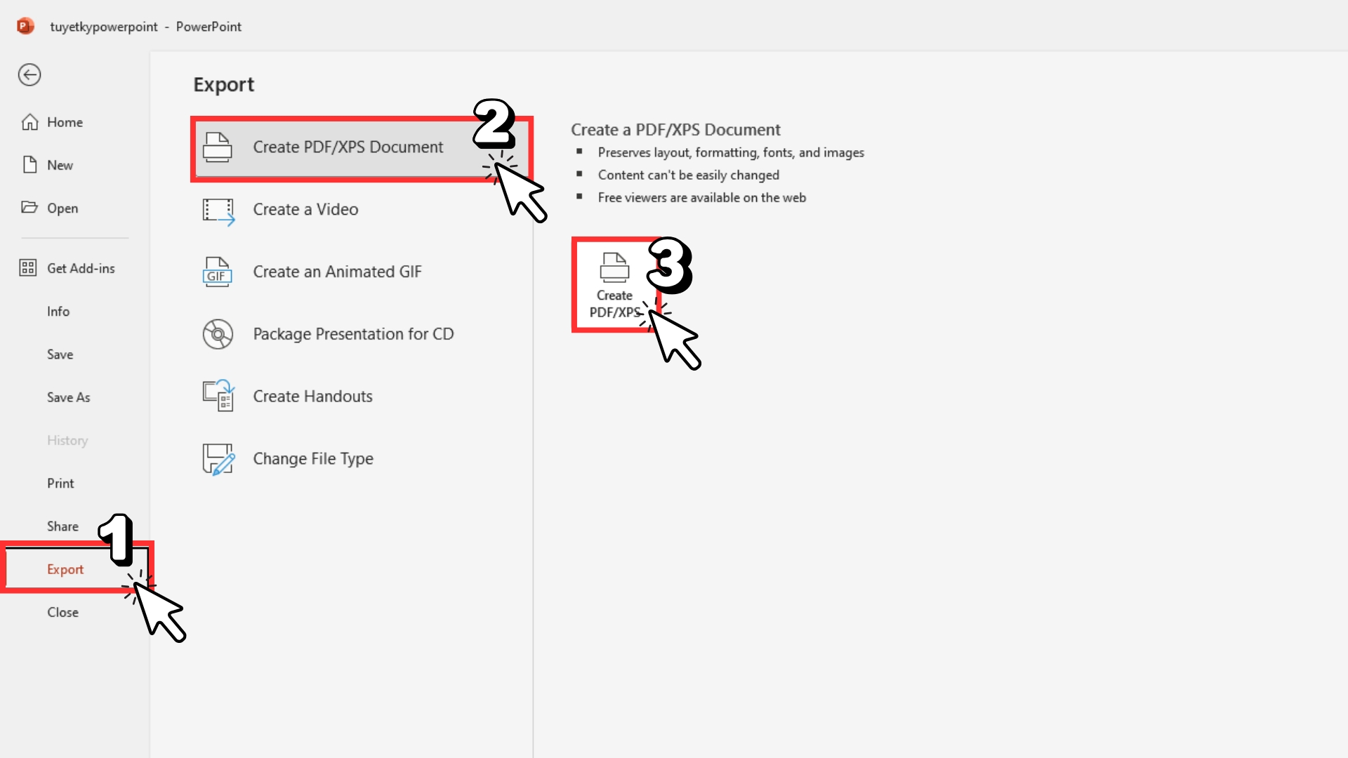 cách xuất file pdf từ powerpoint