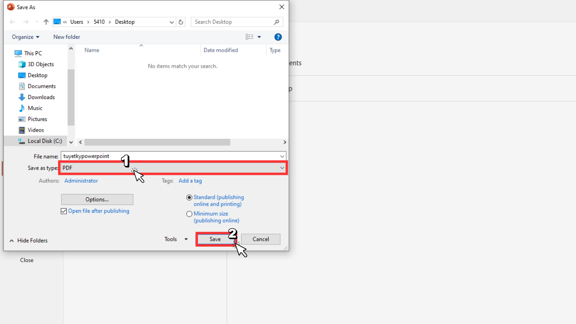 cách xuất file pdf từ powerpoint