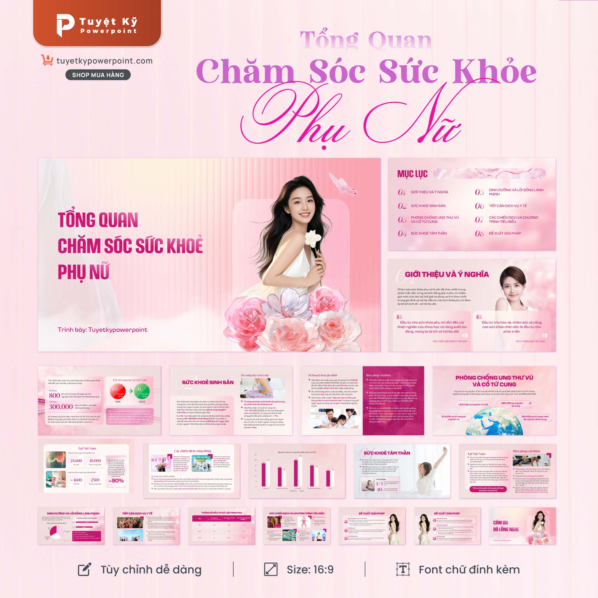 Slide Báo cáo tổng quan chăm sóc sức khỏe phụ nữ