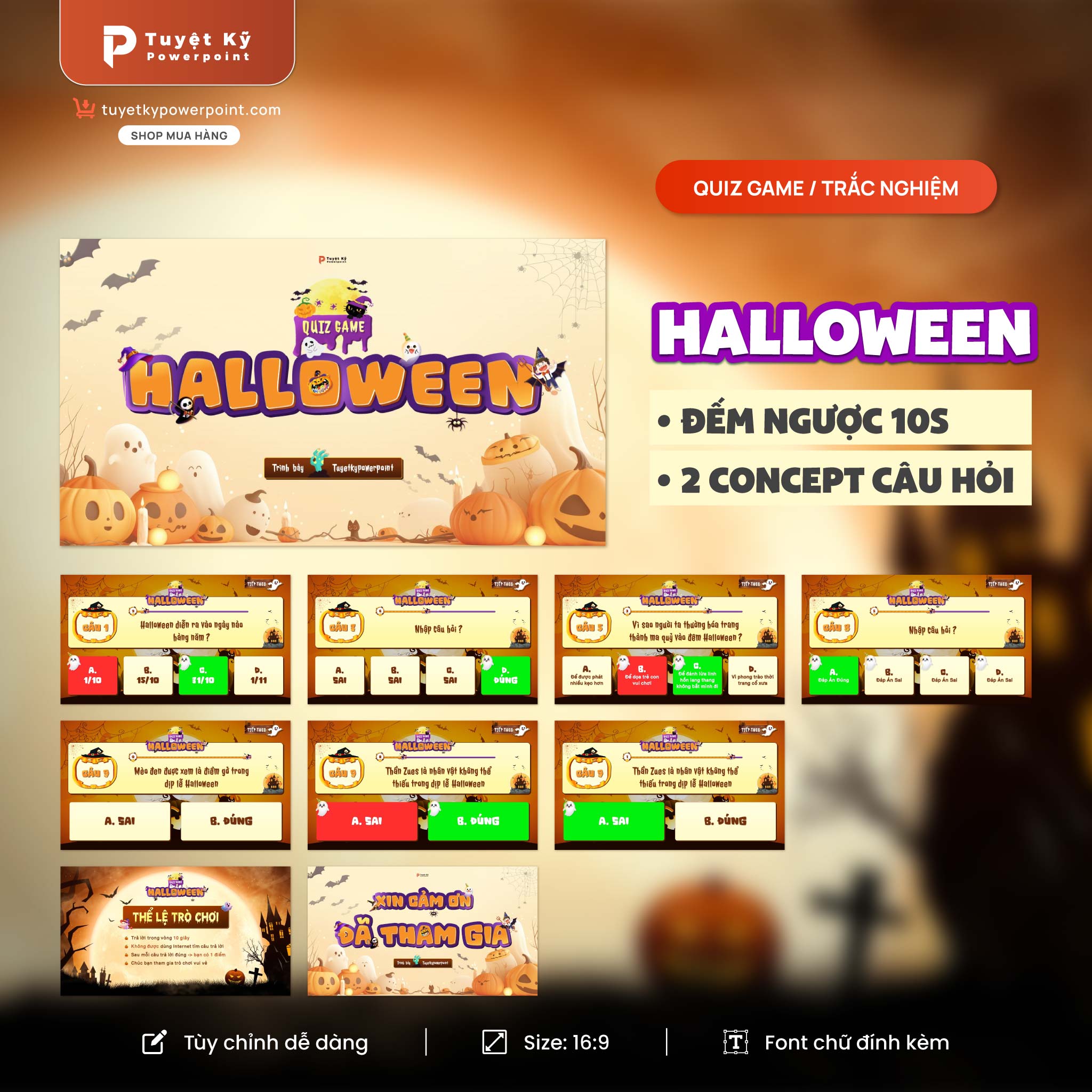 quiz game đố vui halloween