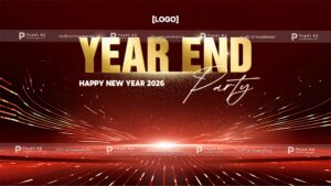 backdrop banner year end party tiệc tất niên
