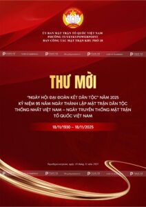 thư mời kỷ niệm 95 năm ngày truyền thống mặt trận tổ quốc việt nam