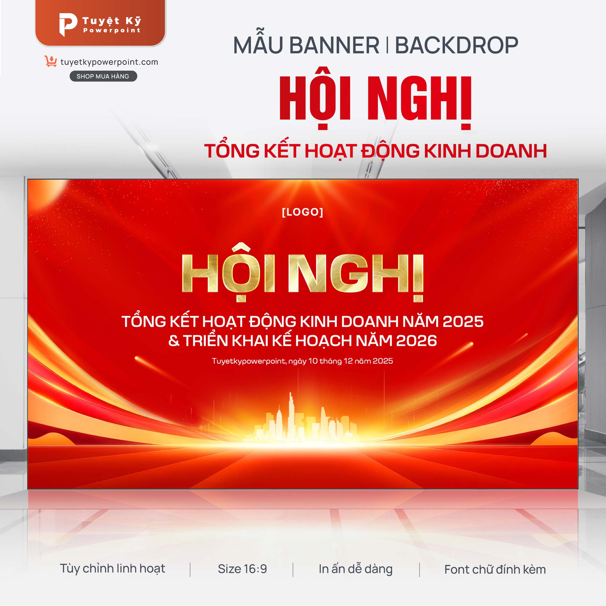 backdrop banner hội nghị tổng kết và triển khai kế hoạch năm