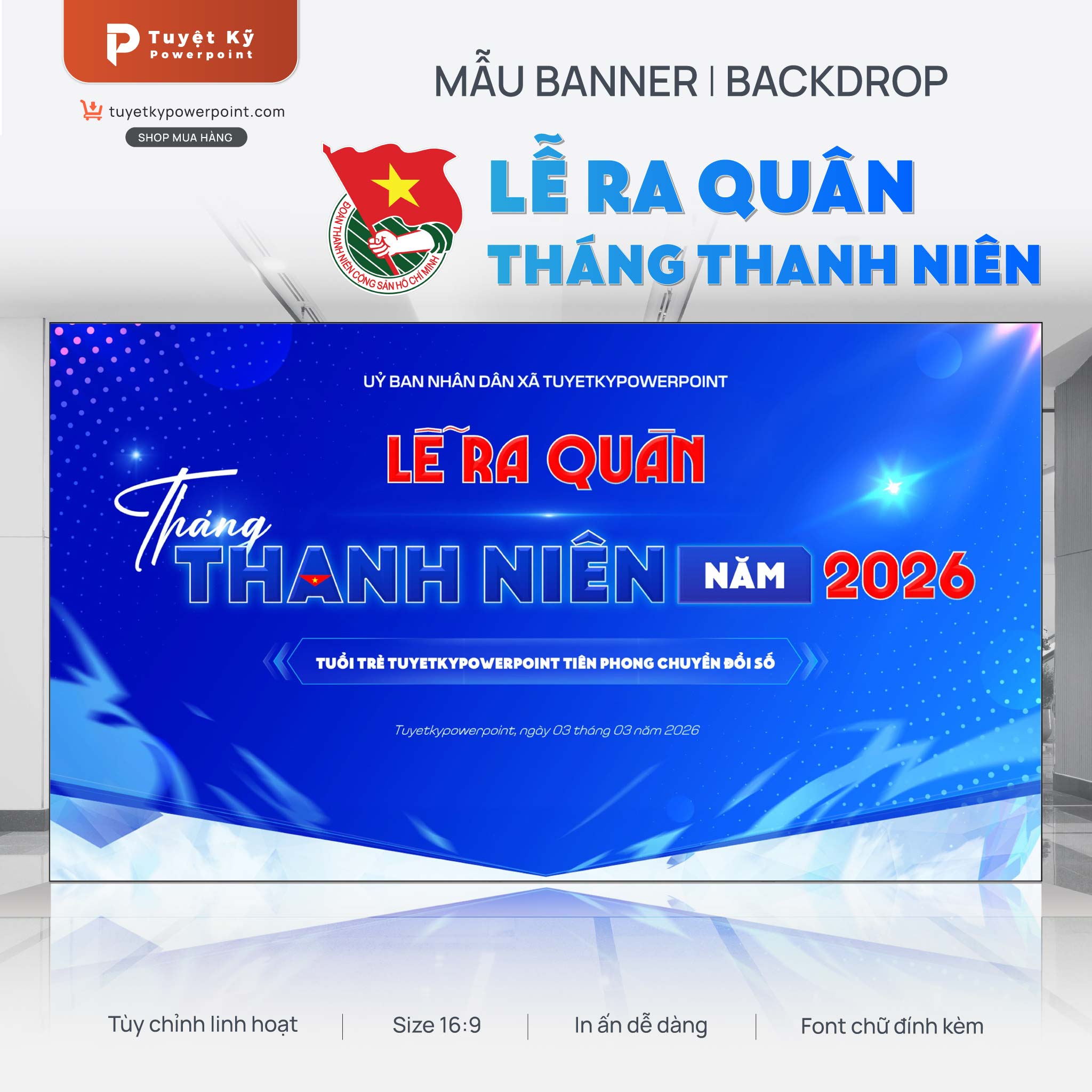 backdrop banner lễ ra quân tháng thanh niên